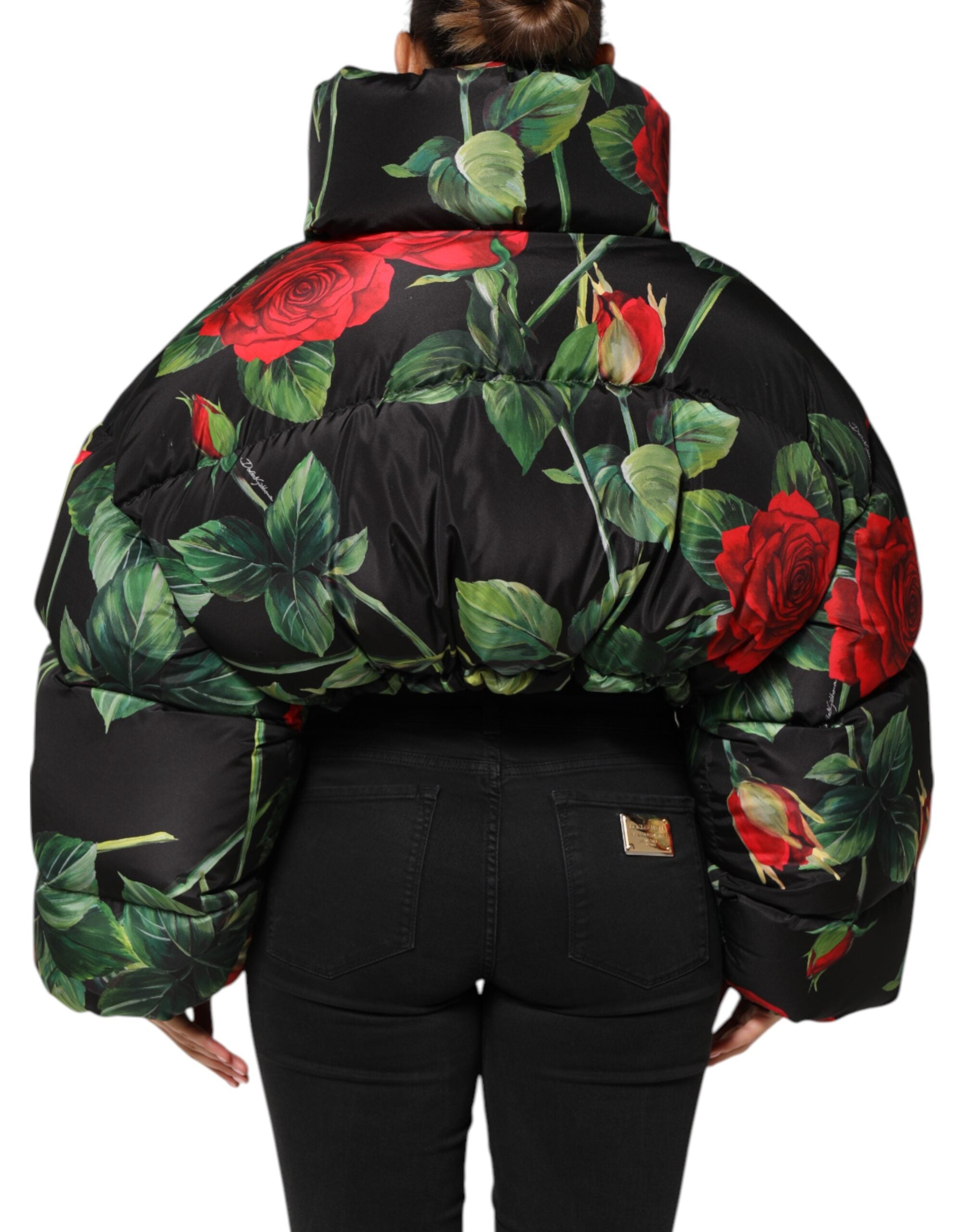 Multicolor Floral Puffer Coat Full Zip Jacket