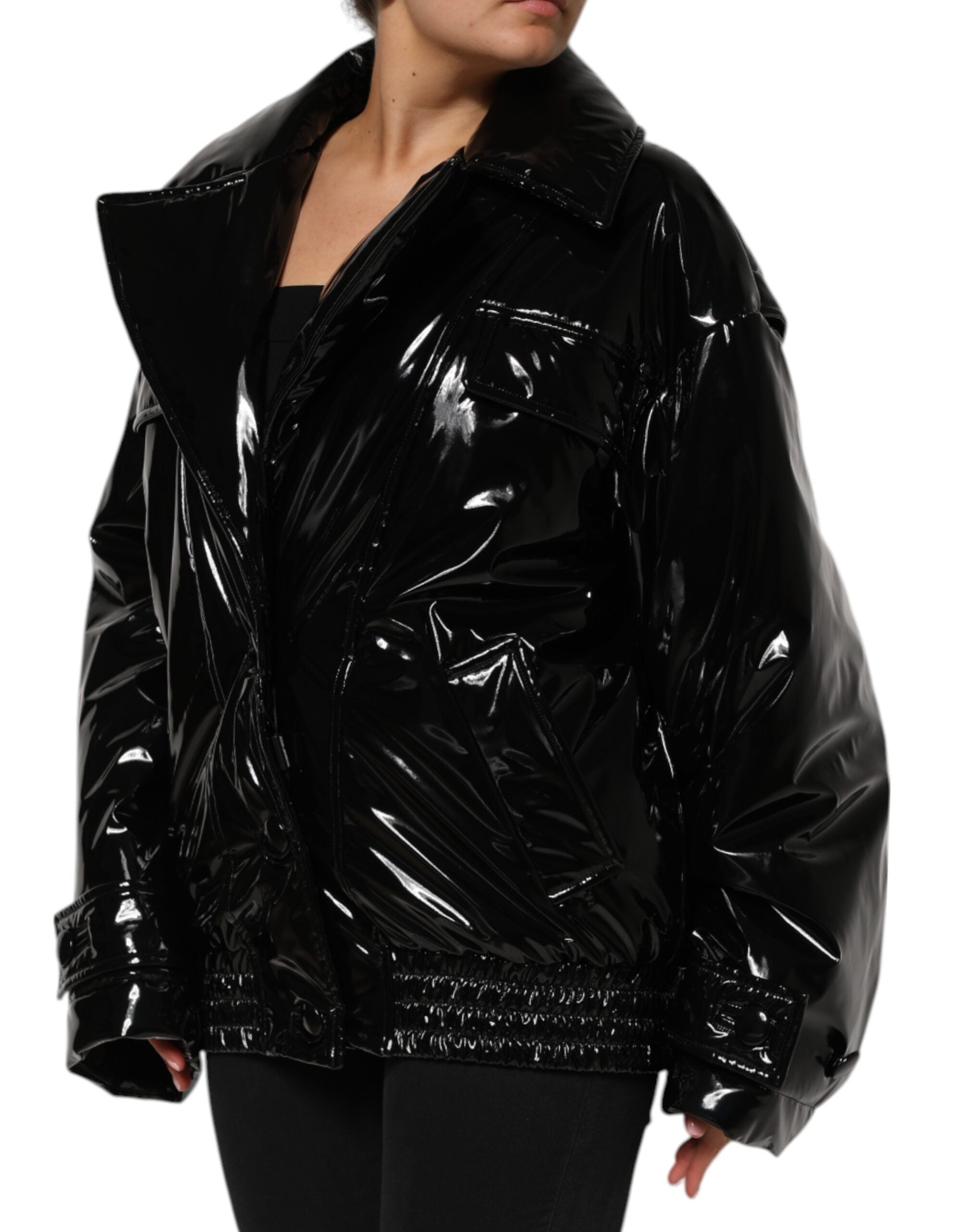 Polyester Black Quilted Puffer Coat Jacket