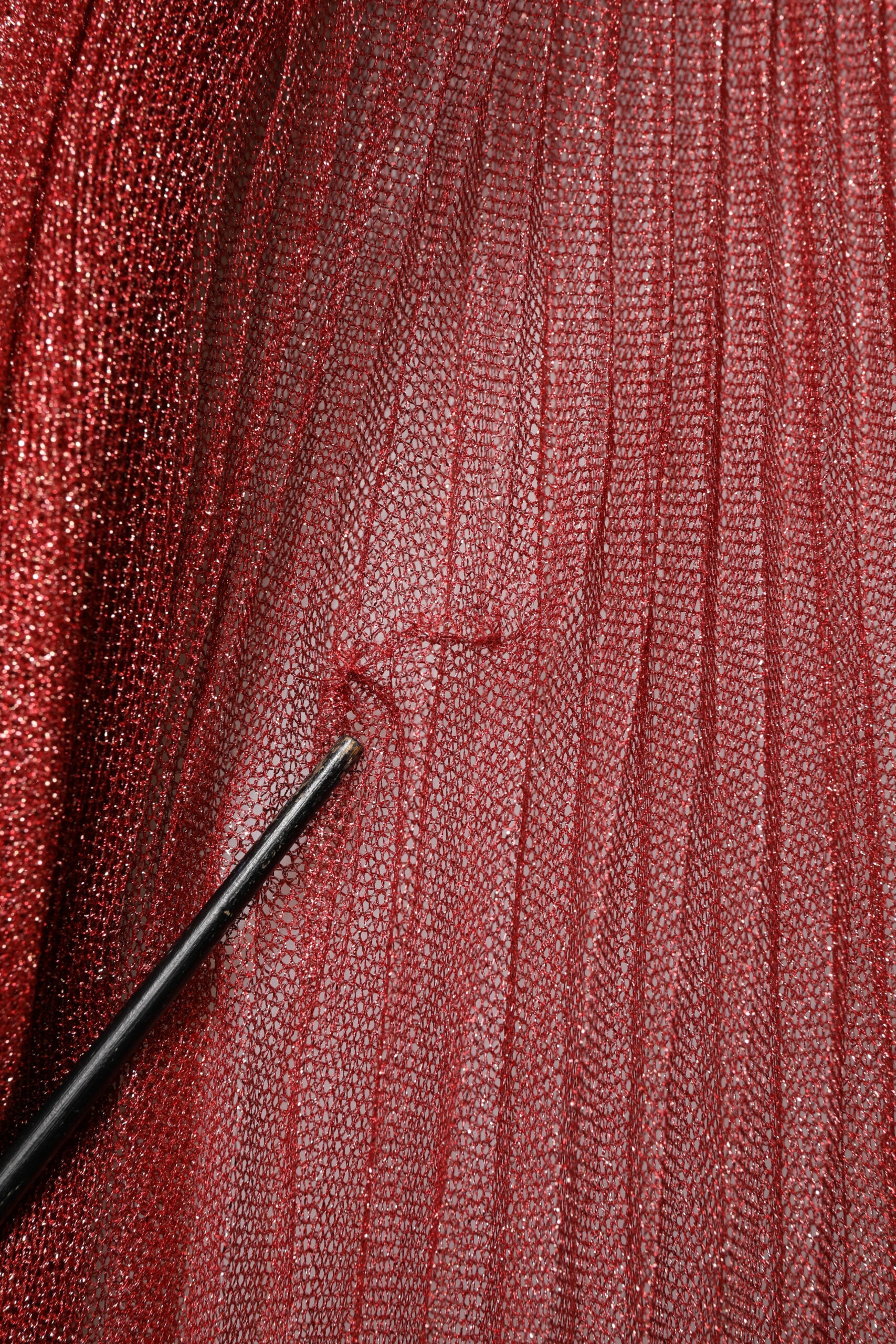 Burgundy Mesh Sleeveless Midi A-line Dress