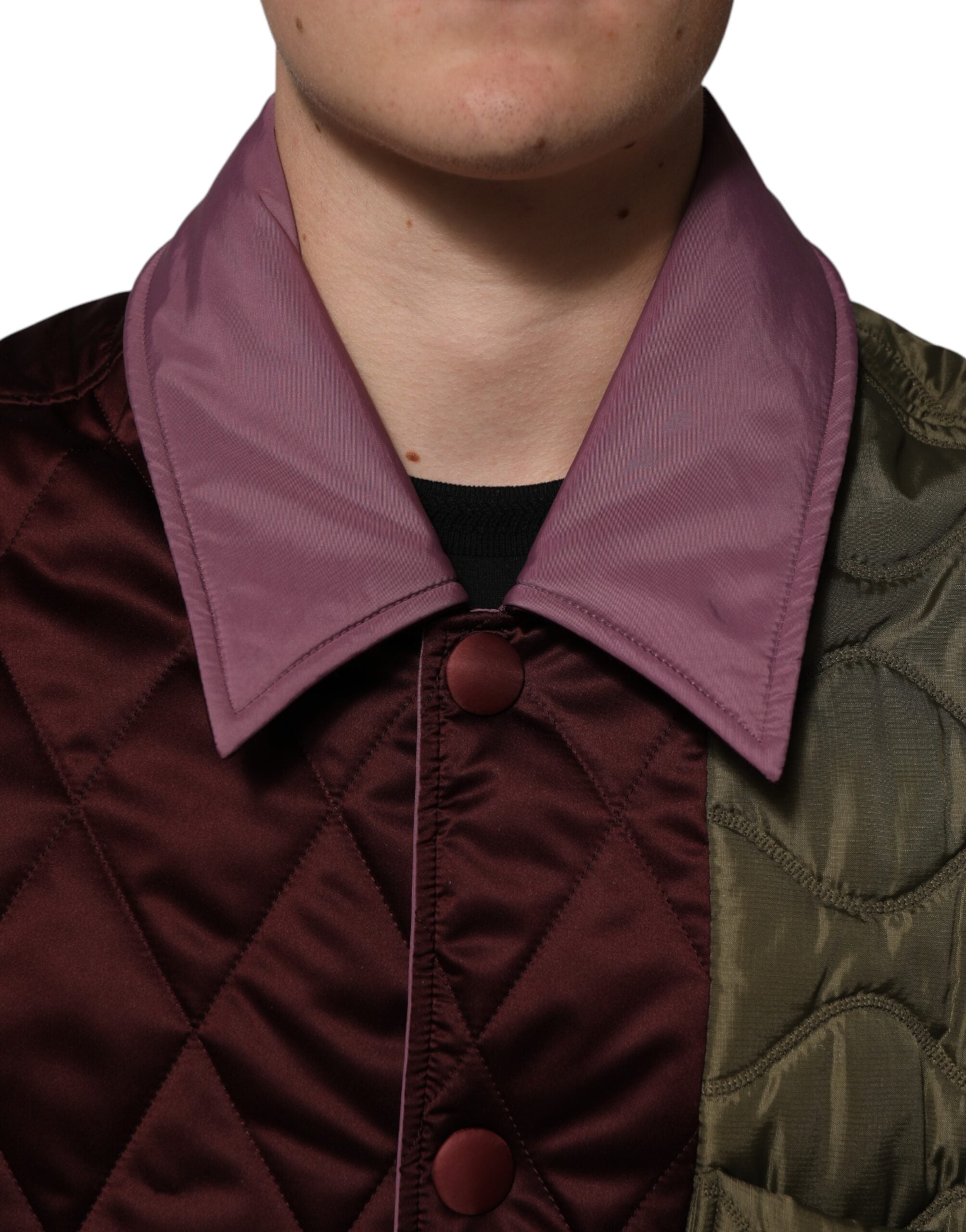 Multicolor Patchwork PolyesterQuilted Jacket