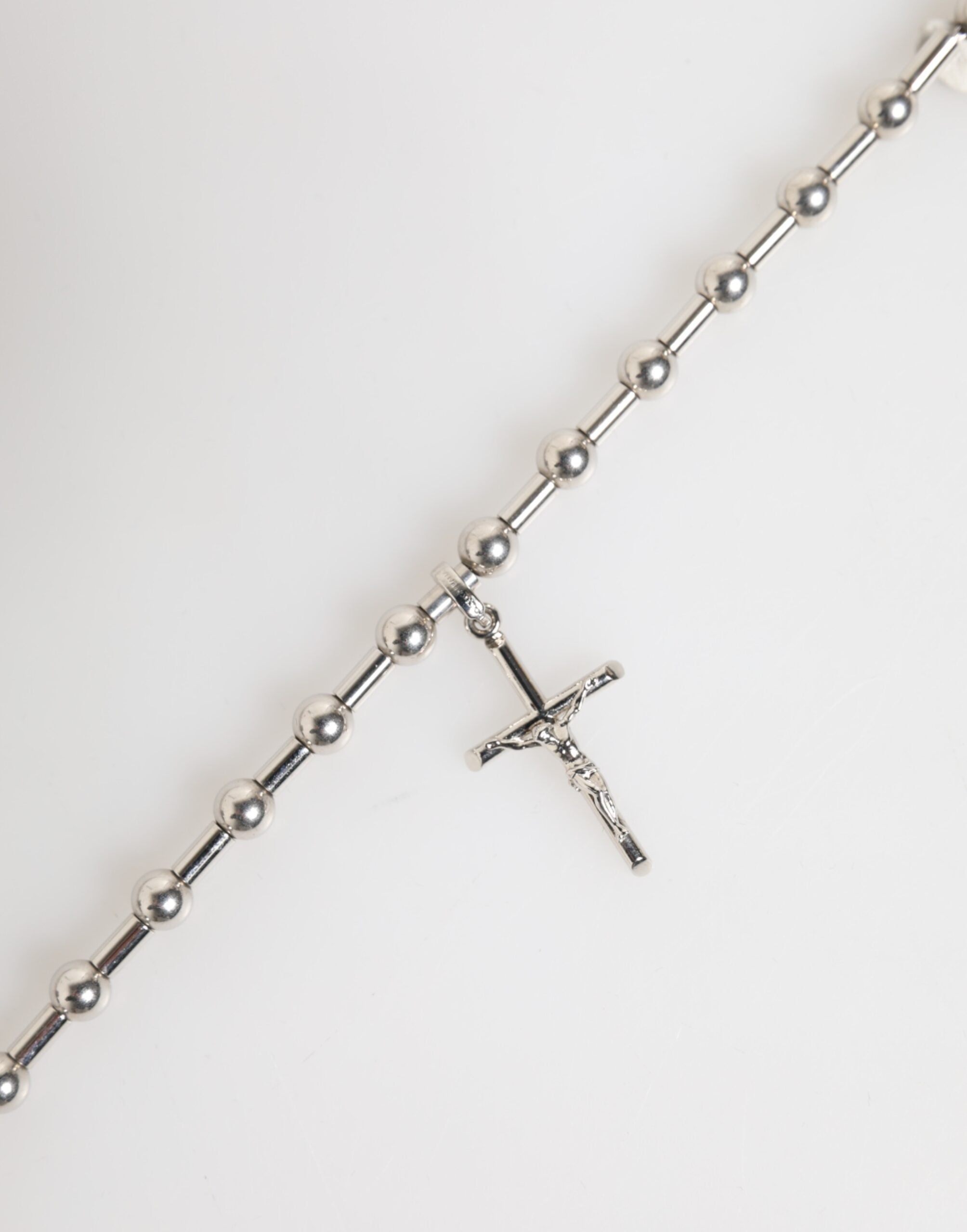 Silver Tone Brass Chain Religious Cross Pendant Necklace