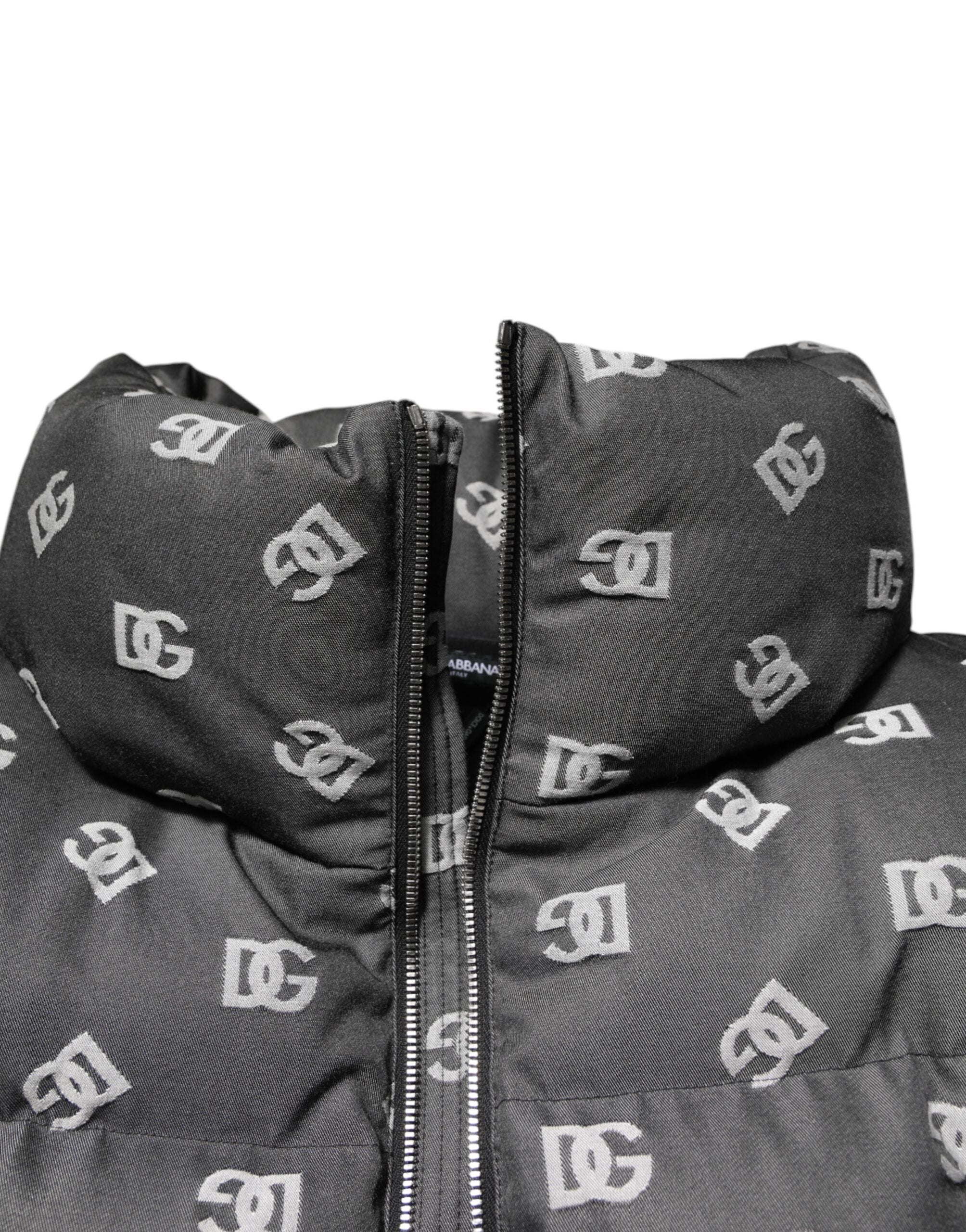 Black DG Monogram Full Zip Puffer Men Jacket