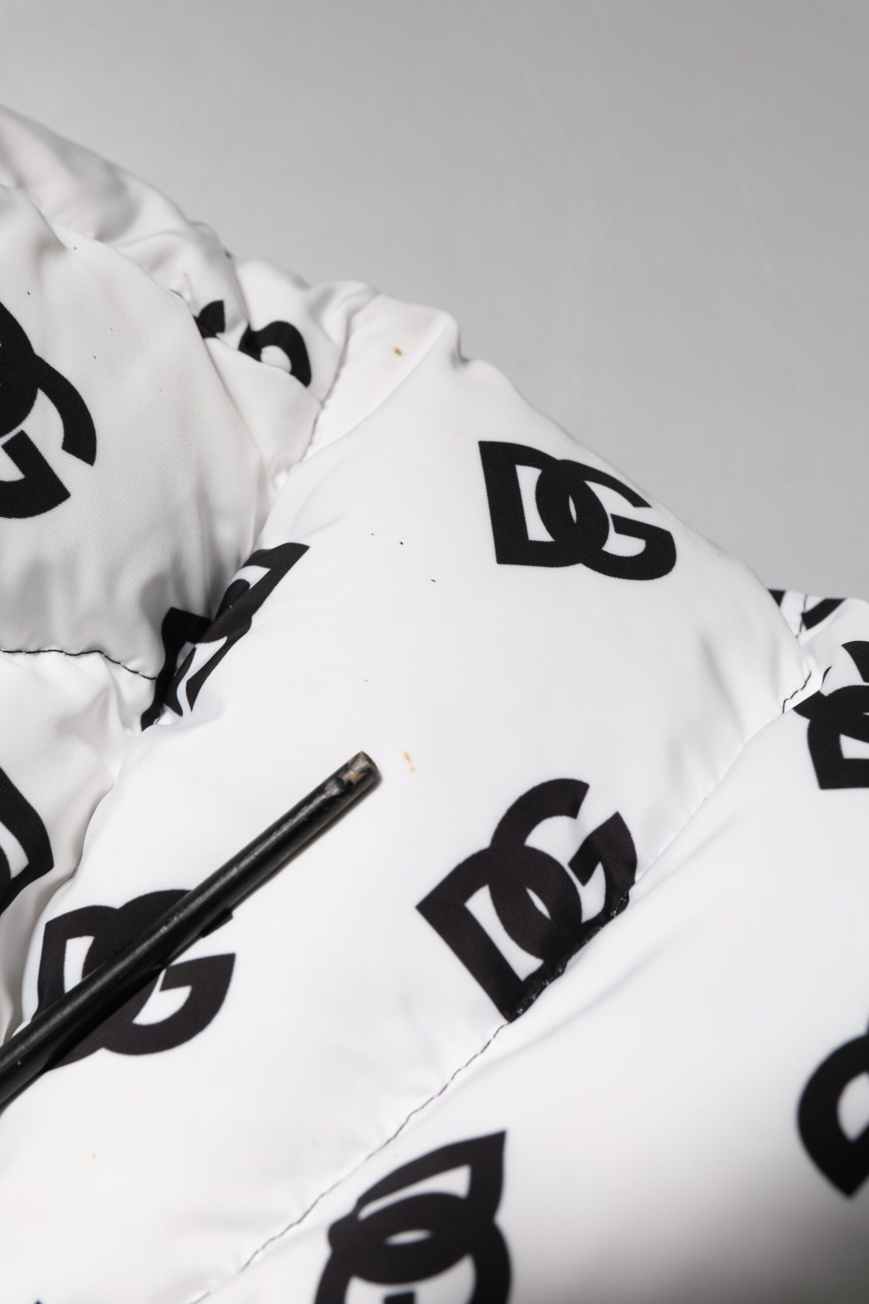 White DG Monogram Full Zip Quilted Jacket