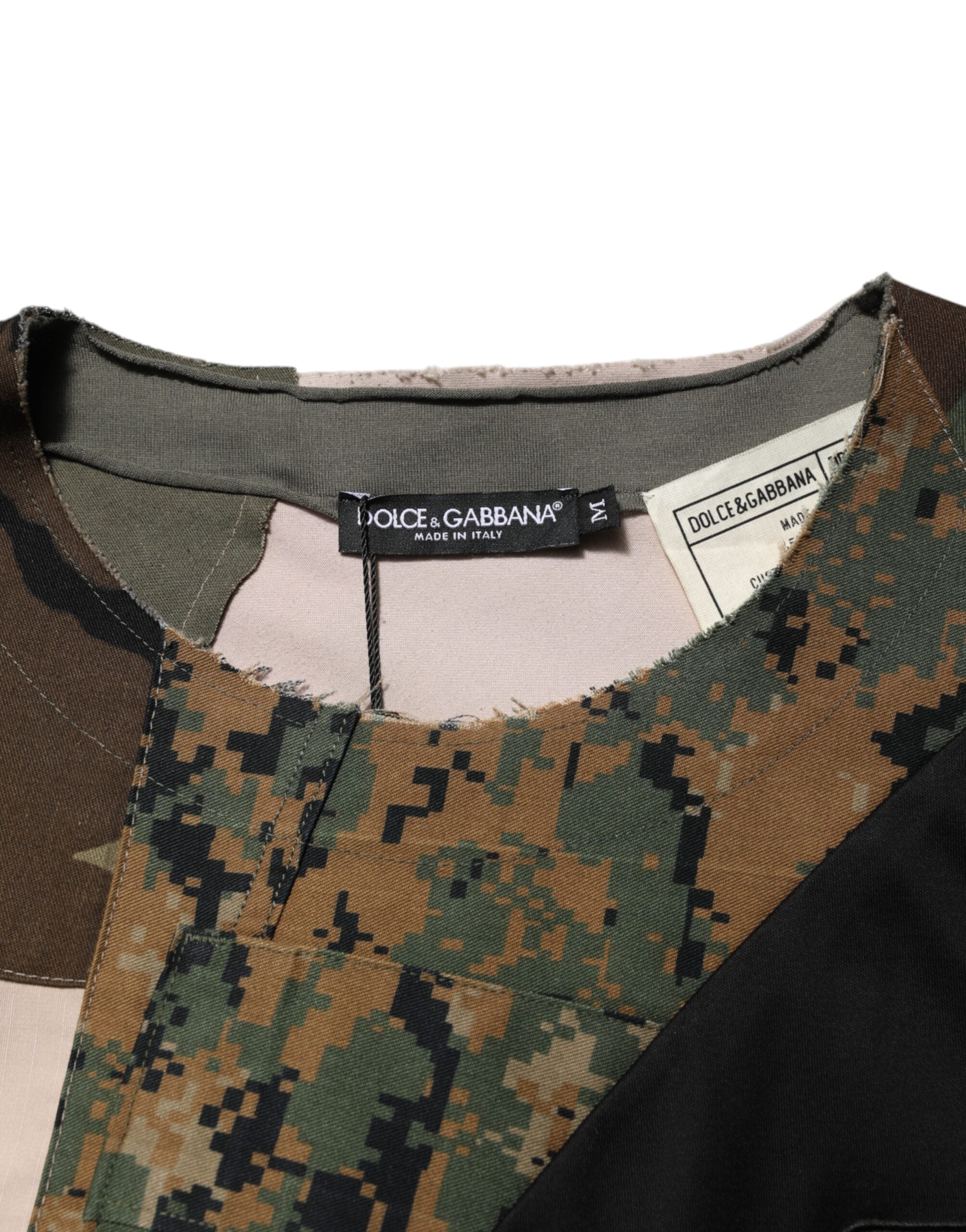 Multicolor Patchwork Cotton CrewNeck T-shirt