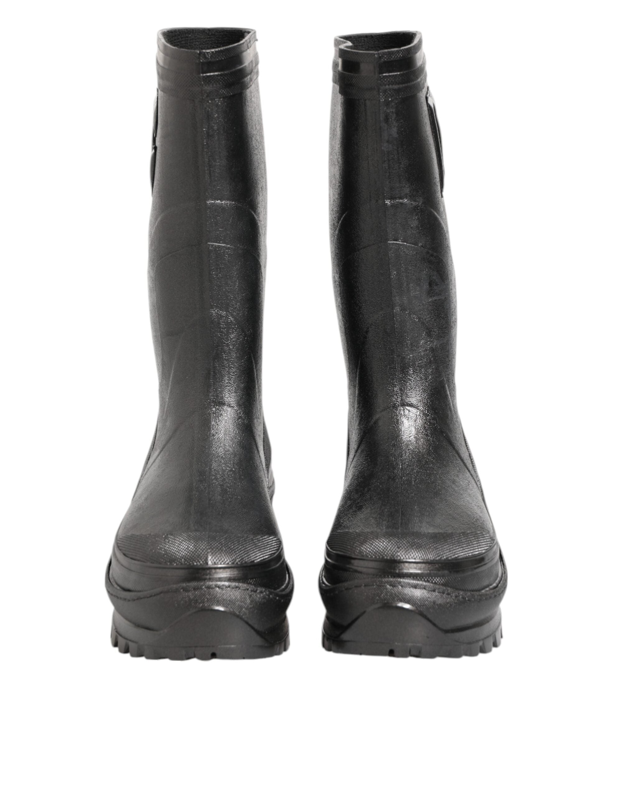 Metallic Black Pull On Rain Boots Men Shoes