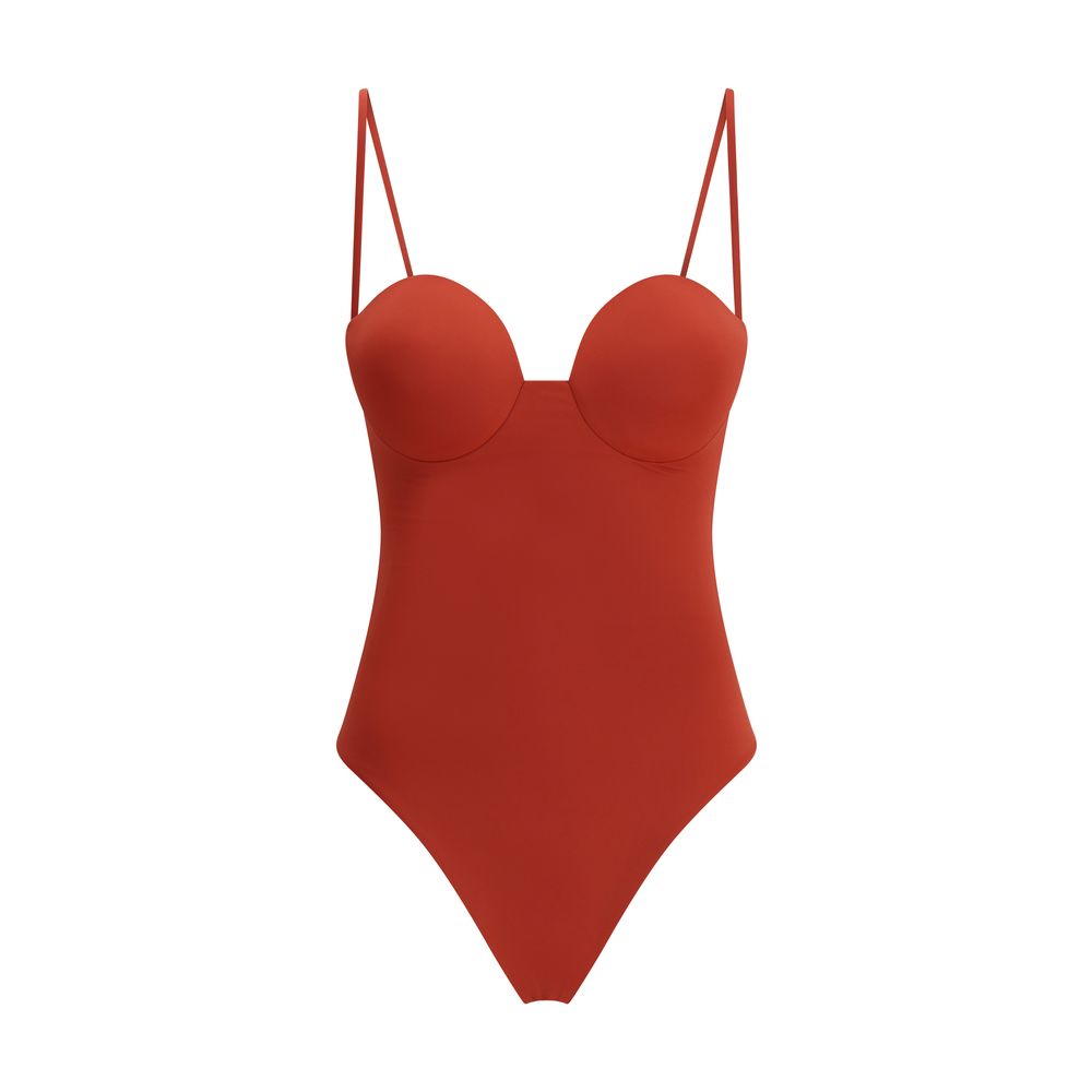 Orange Polyamide One-Piece Swimsuit