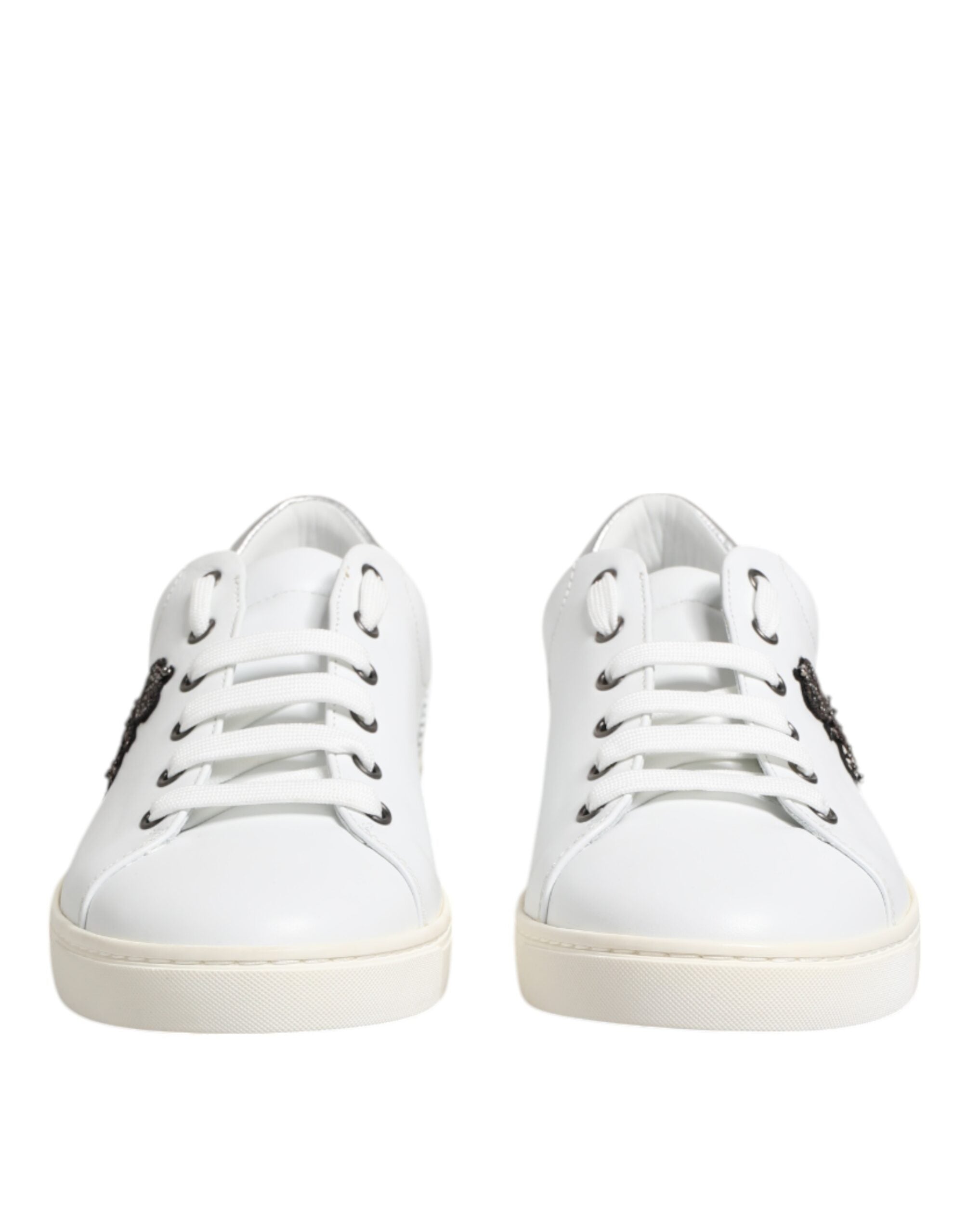 White Crown Bee Leather Low Top Sneakers Shoes