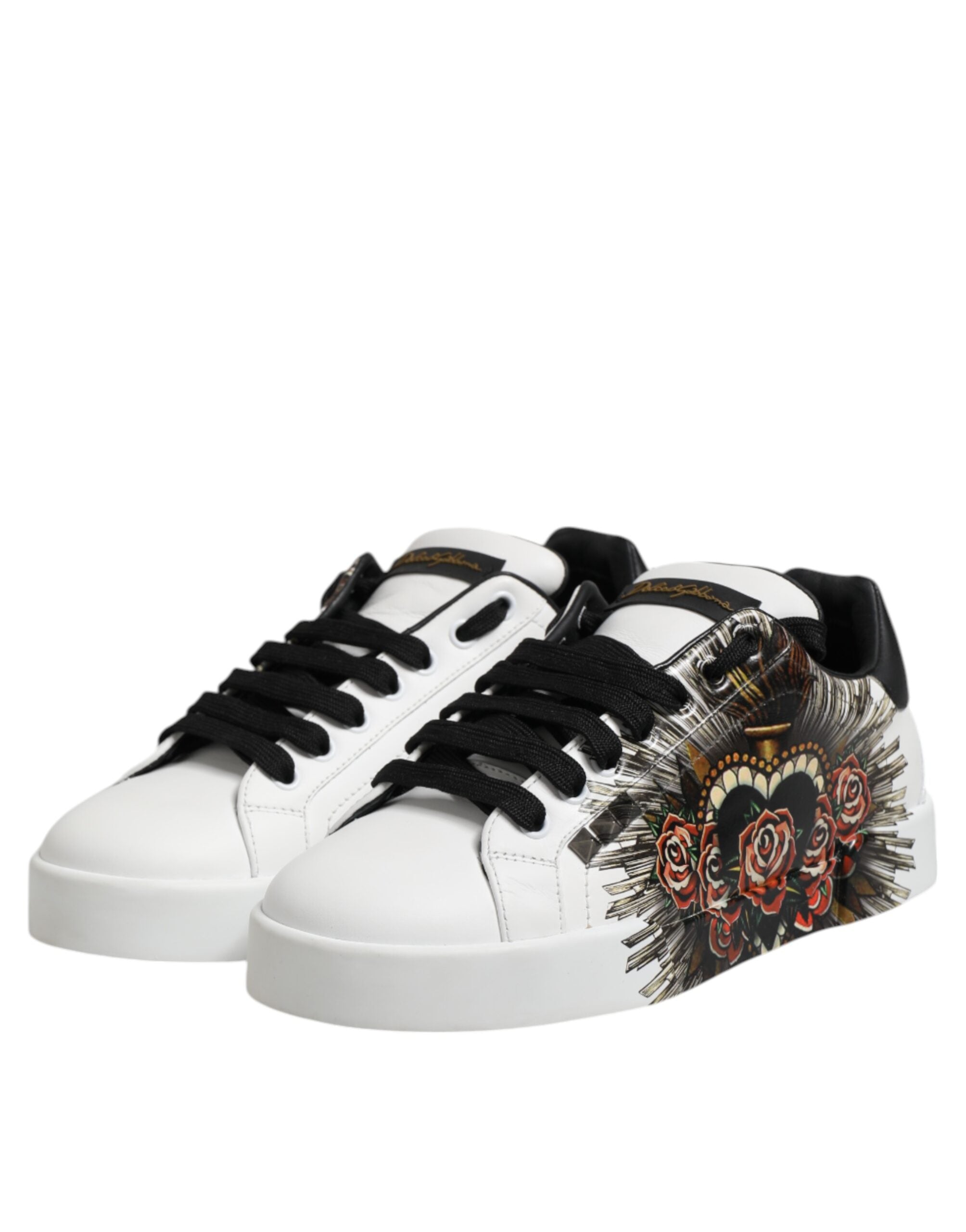 White Leather Portofino Lace Up Sneakers Shoes