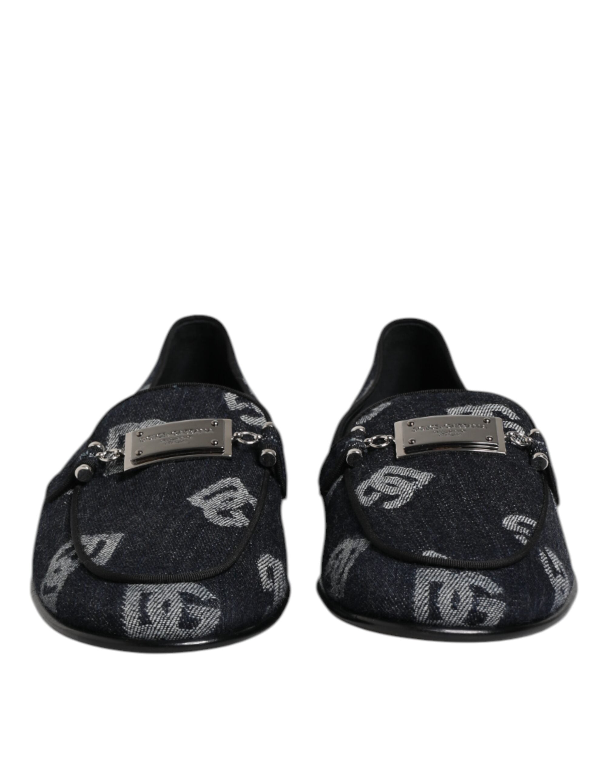 Blue Logo Cotton Loafers Formal Dress Shoes