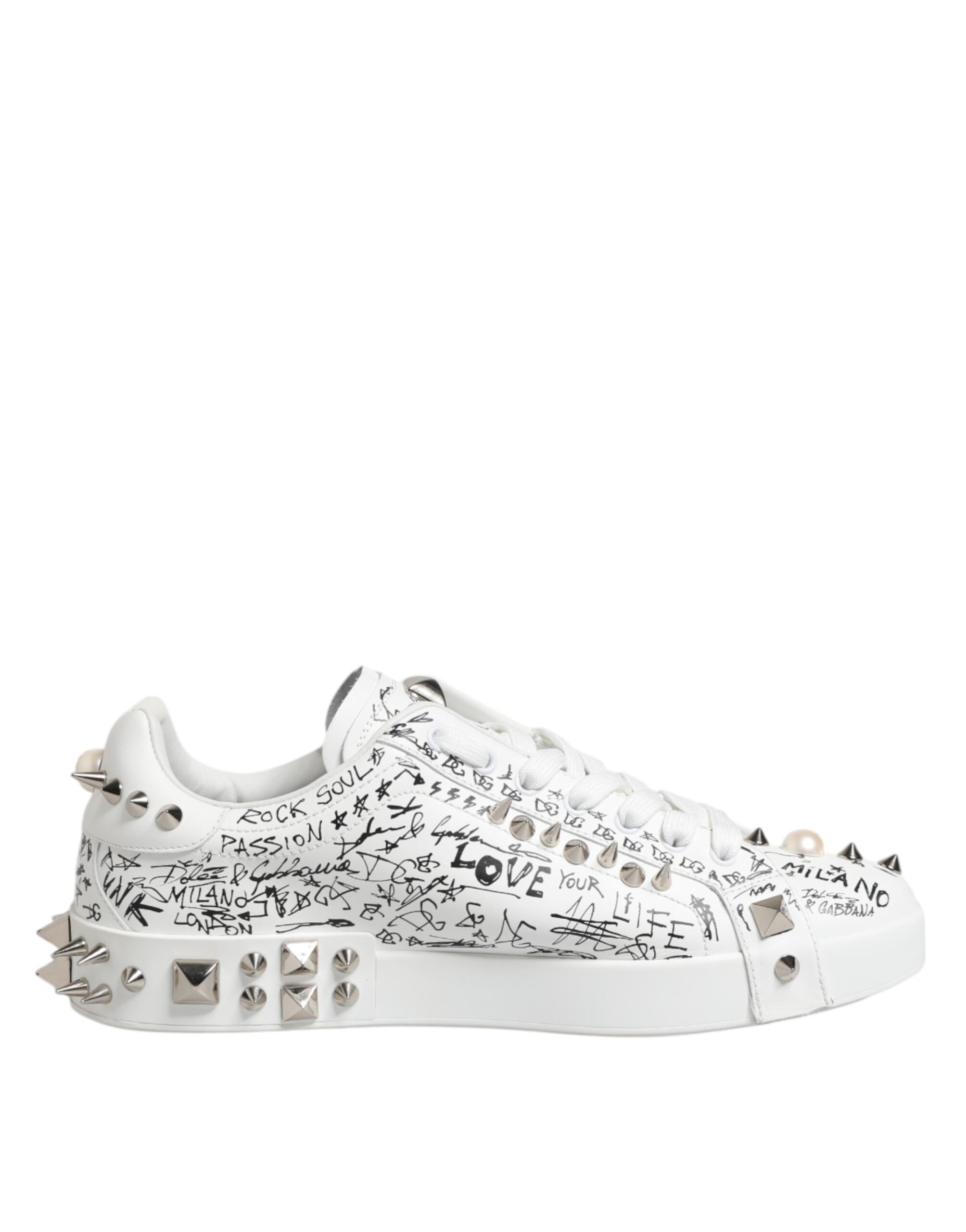 White Portofino Studded Men Sneakers Shoes