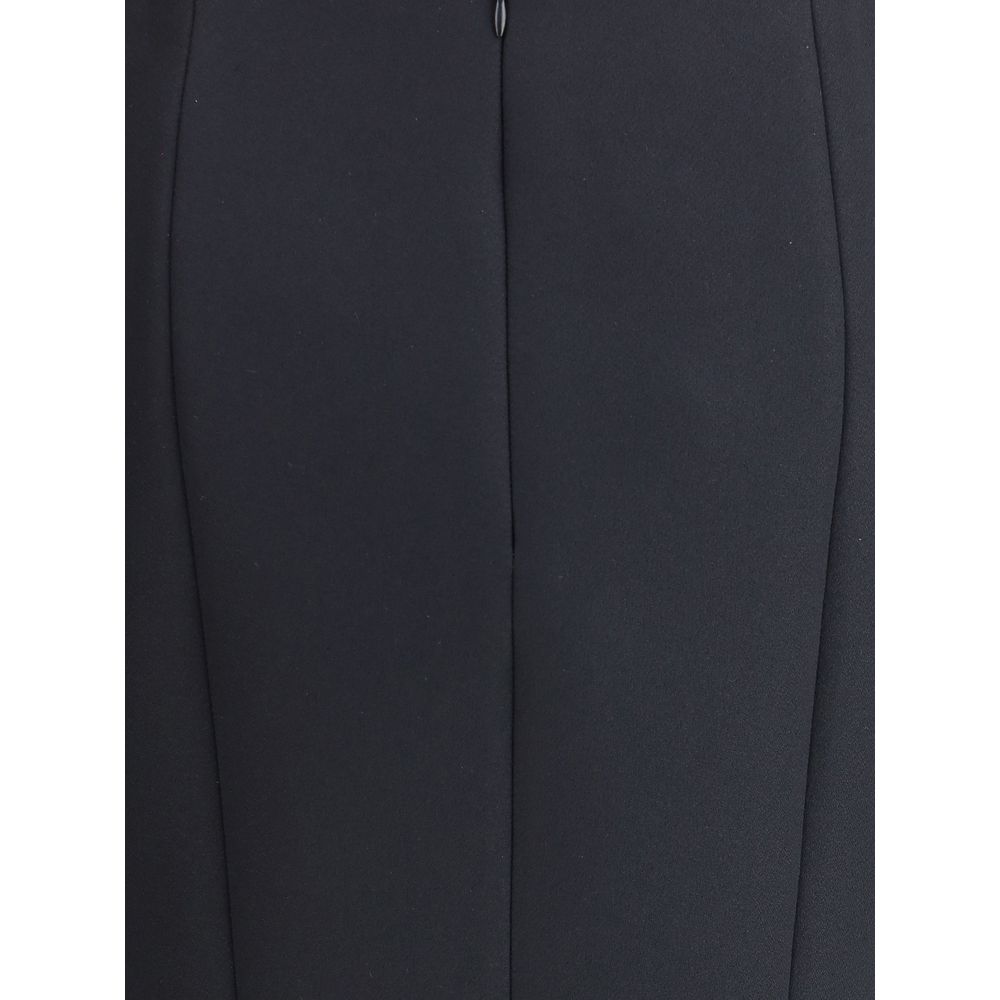 Black Recycled Polyester Midi Skirt
