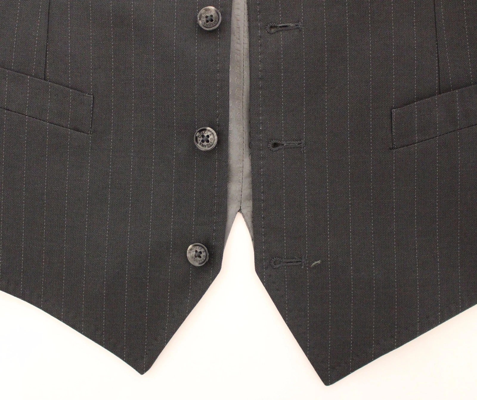 Gray Striped Formal Dress Gilet Vest