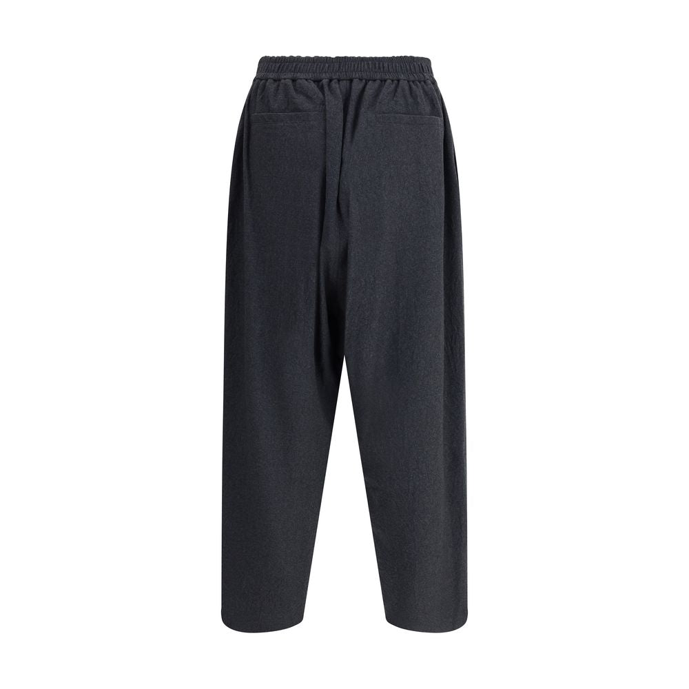 Gray Fleece Wool Casual Pants