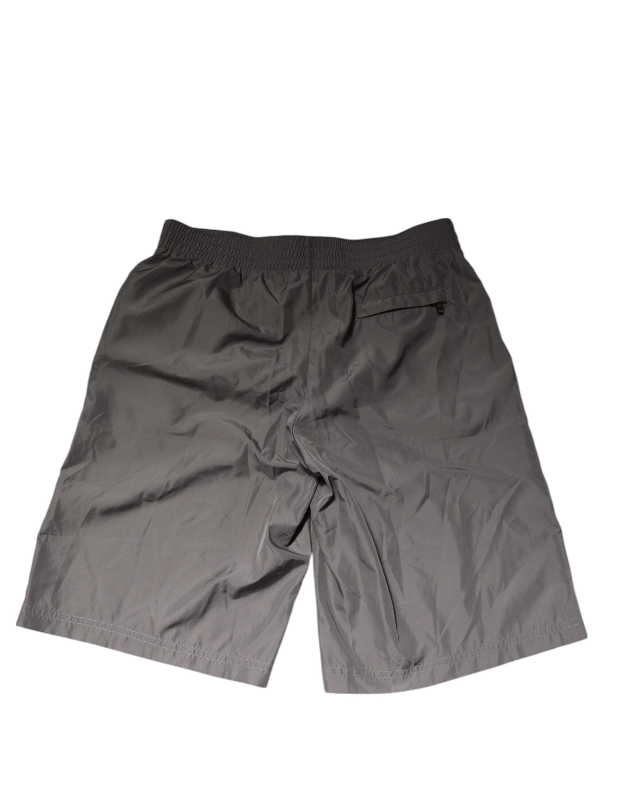Light Gray Nylon Elastic Waist Shorts Swimwear