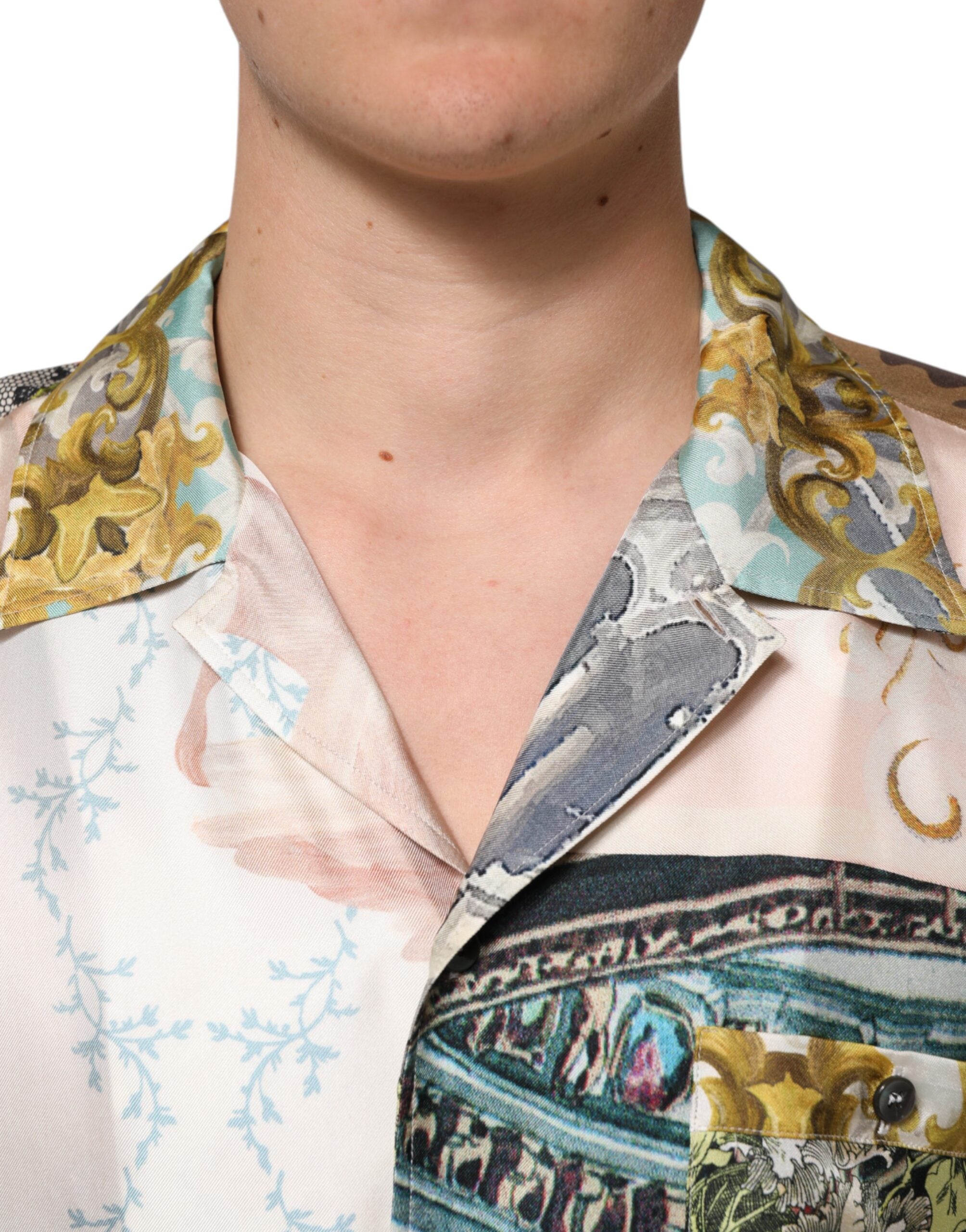 Multicolor Silk Opera Print Men Casual Shirt