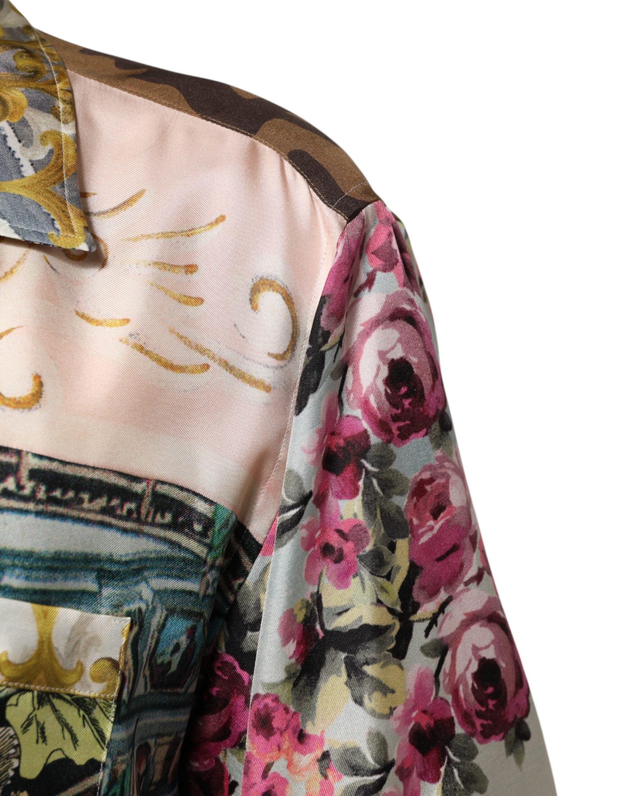 Multicolor Silk Opera Print Men Casual Shirt