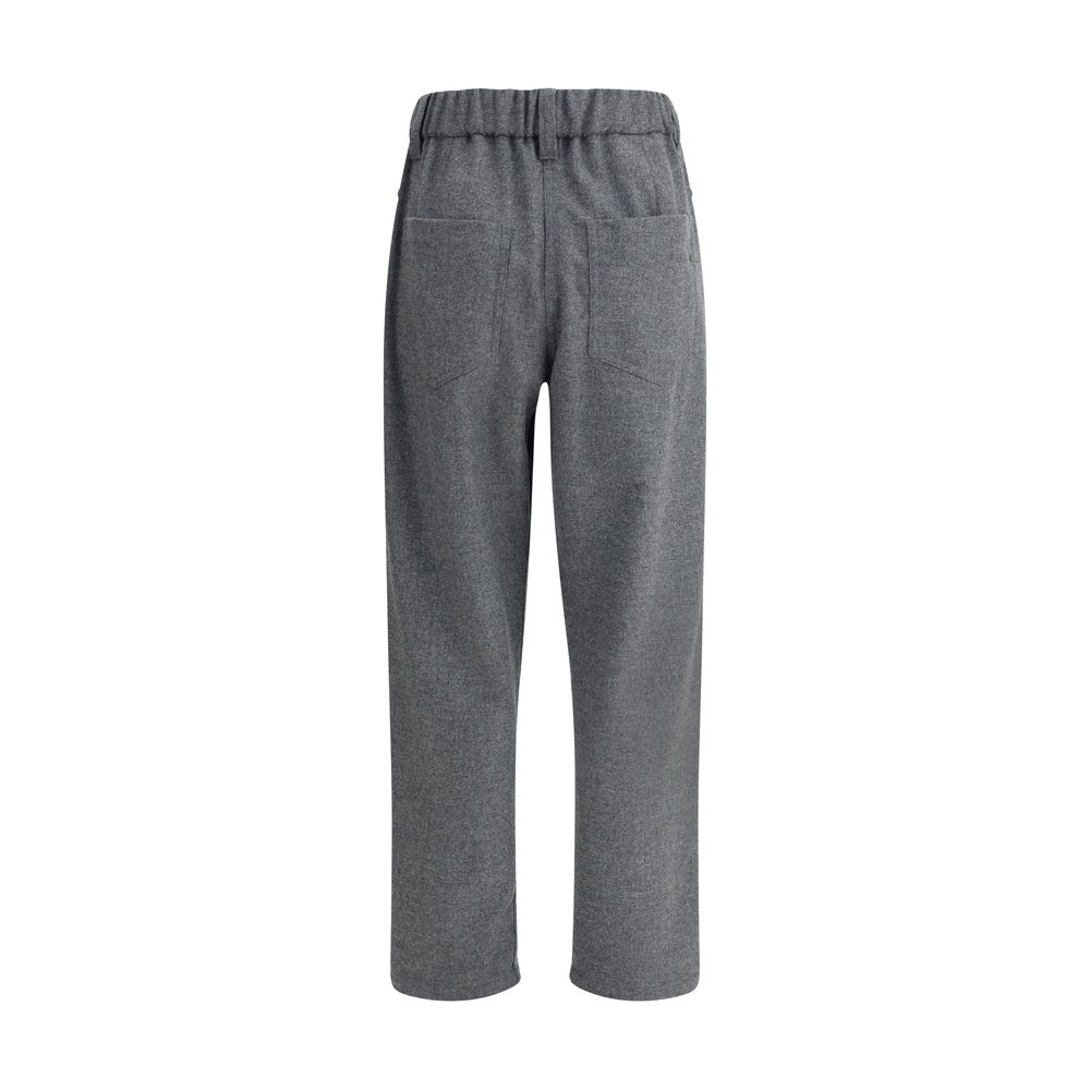 Gray Fleece Wool Casual Pants