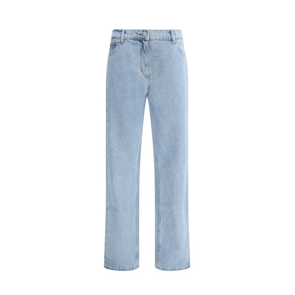 Light Blue Cotton Straight-Leg Jeans
