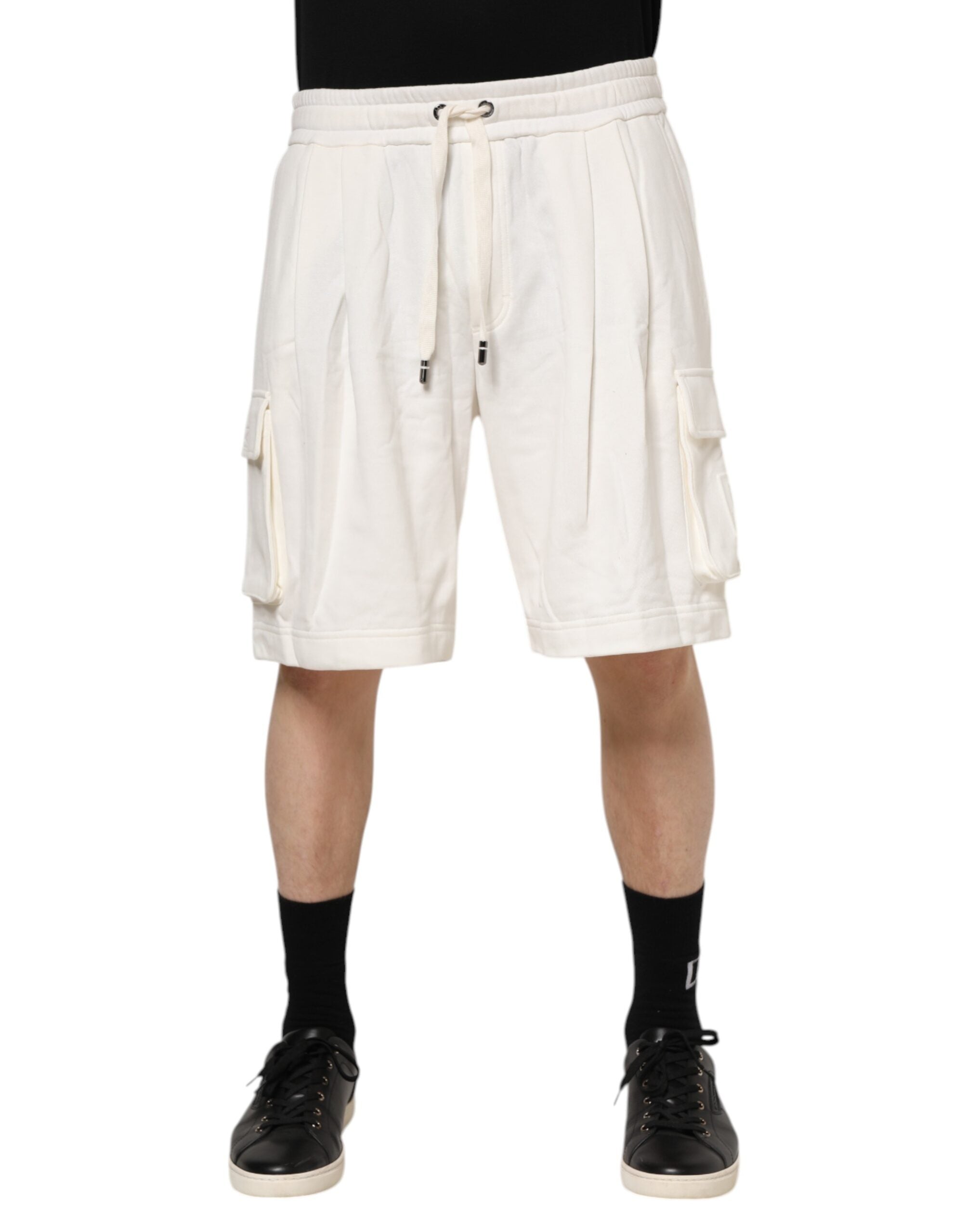 White Cotton Cargo Bermuda Sweatshorts Shorts