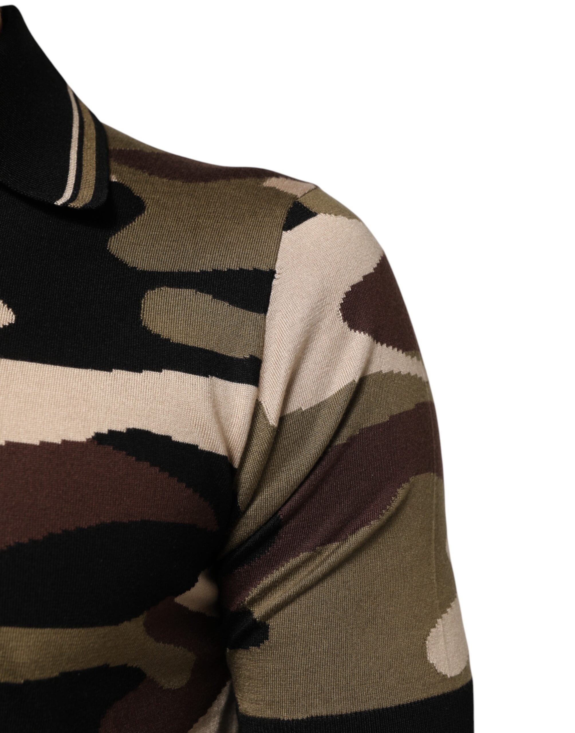 Camouflage Brown Silk MilitaryPolo T-shirt