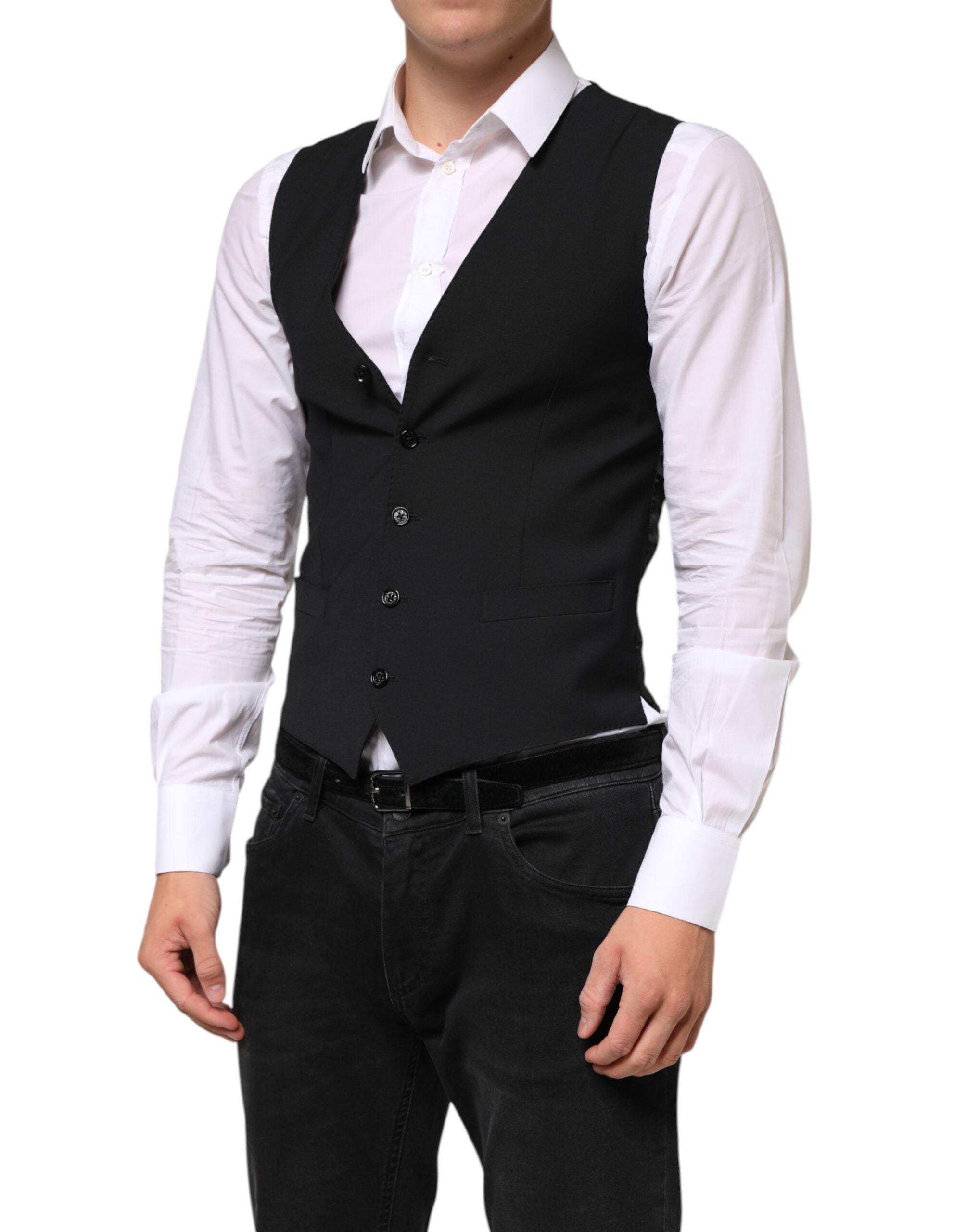 Black Wool Dress Formal Men Waistcoat Vest