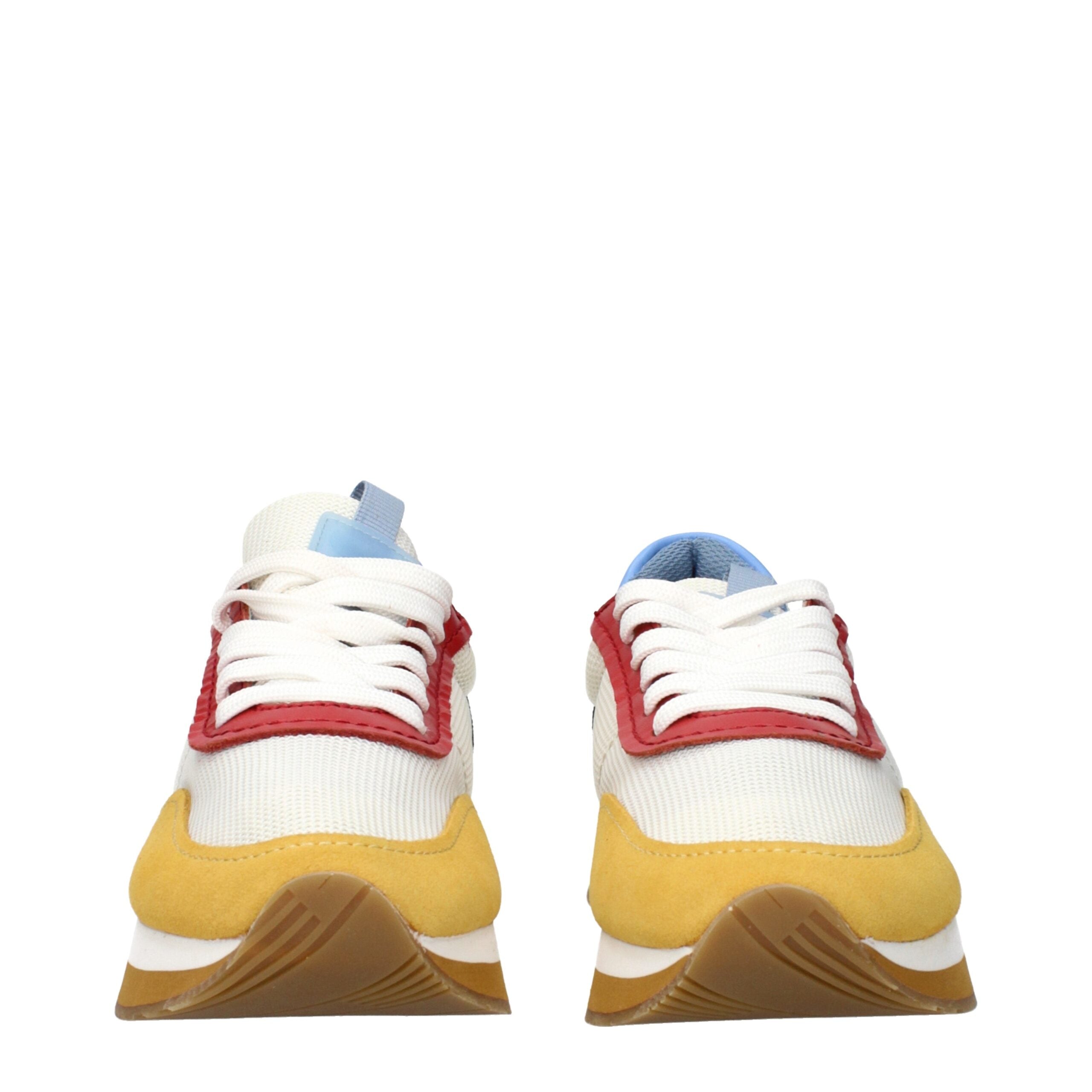 White Fabric Low Top Sneakers