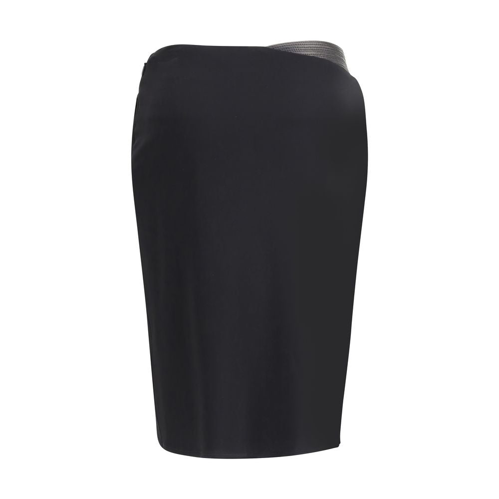 Black Viscose Midi Skirt