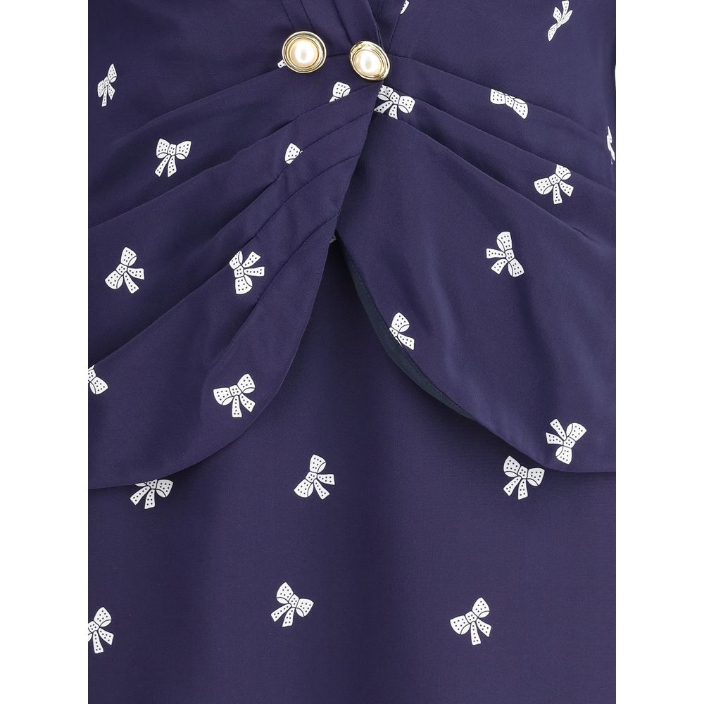 Blue Silk Casual Dress