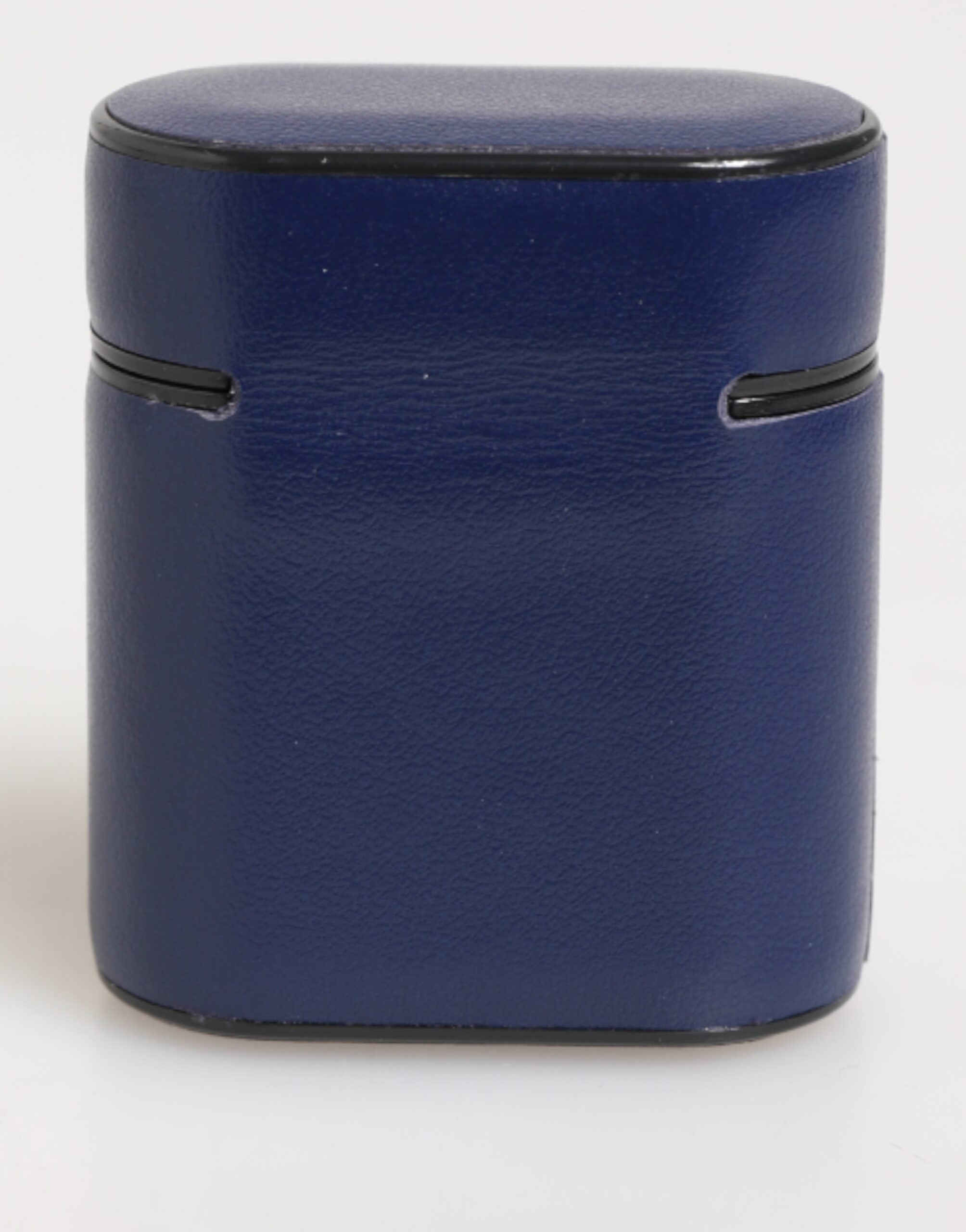 Blue Leather Logo Print Flip Holder Men Airpods Case