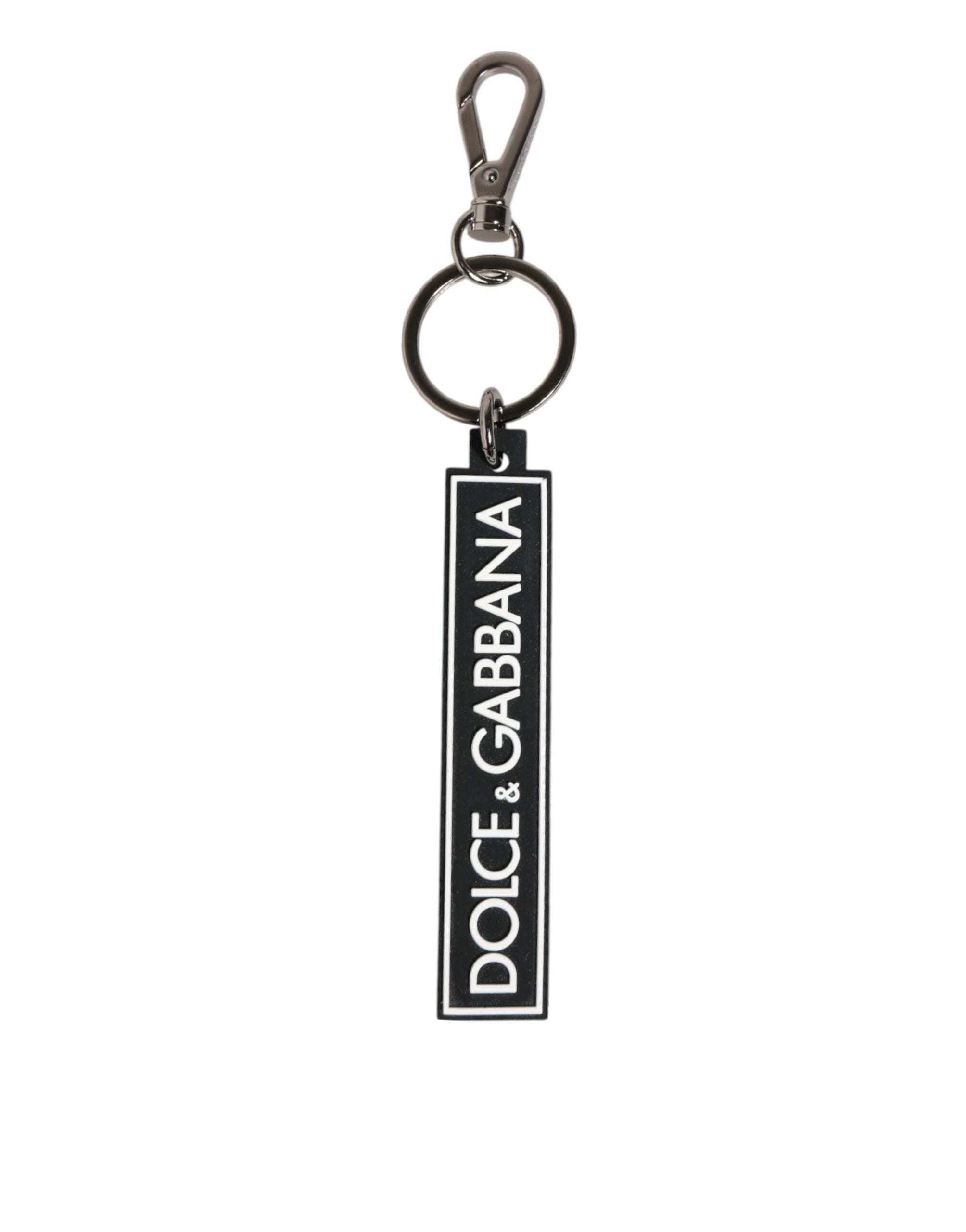Black White DG Rubber Logo Silver Men's Holder Keyring
