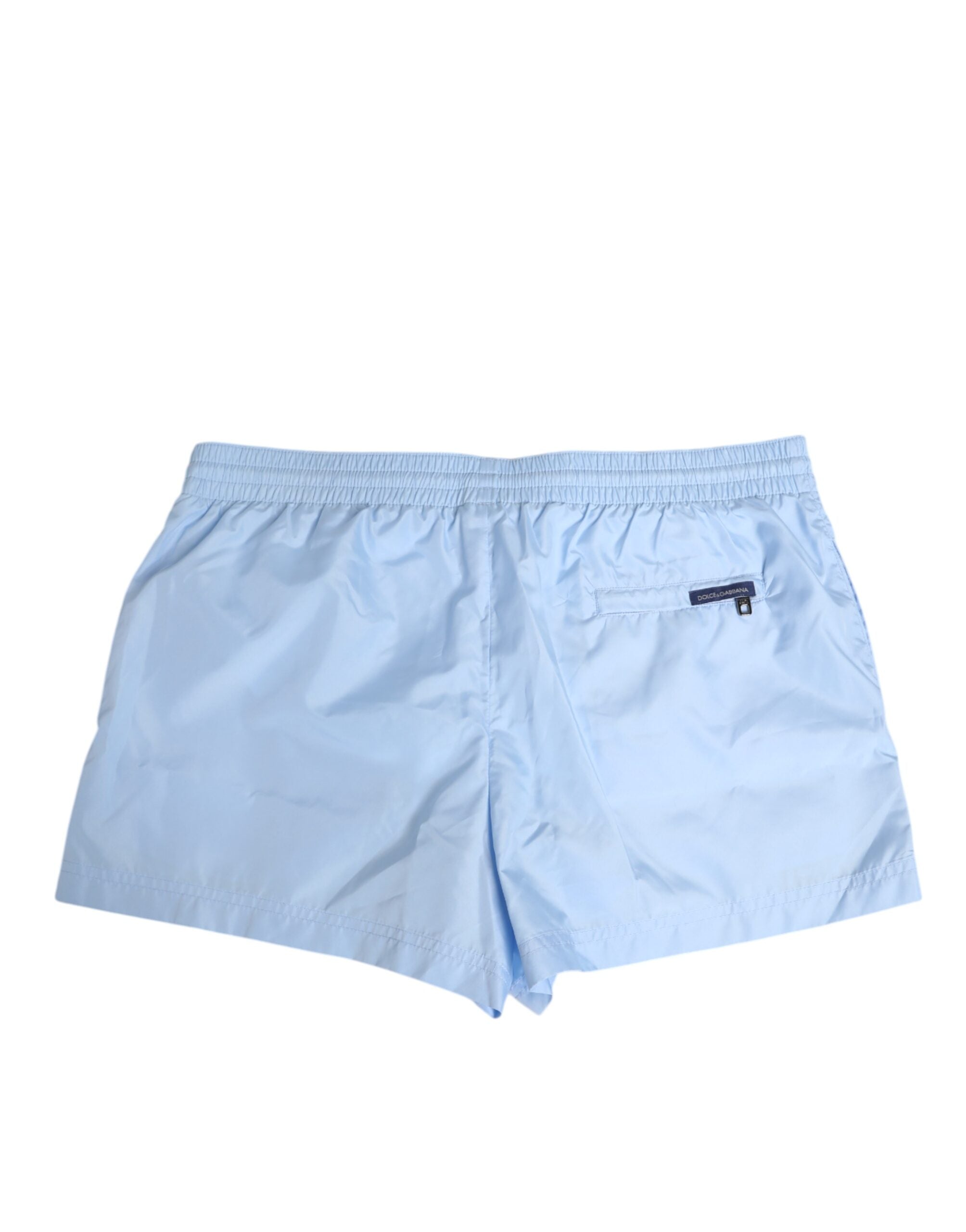 Light Blue Nylon DG Logo Tape Men Shorts Swimwear