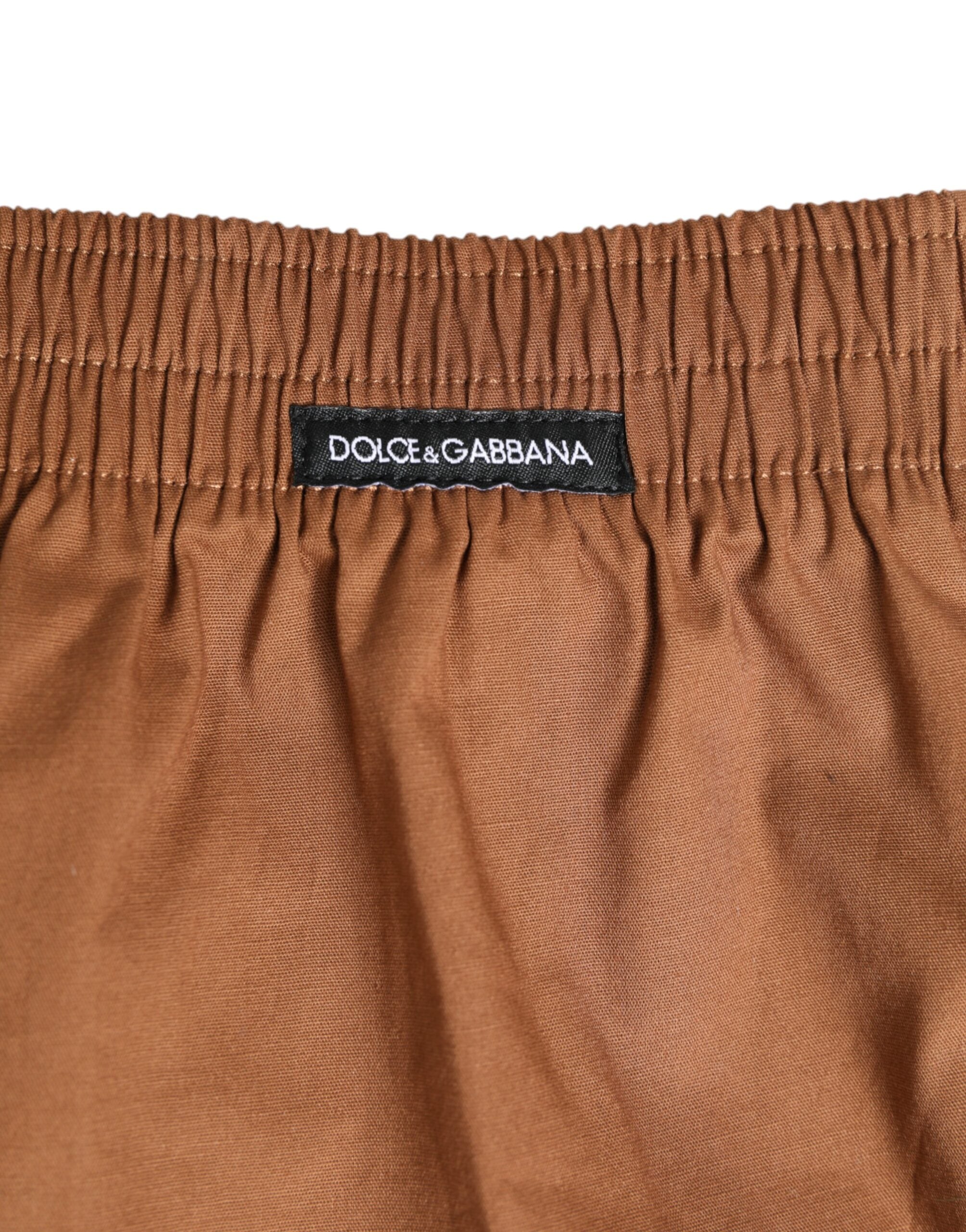 Brown Cotton Boxer Waistband Short Swimwear
