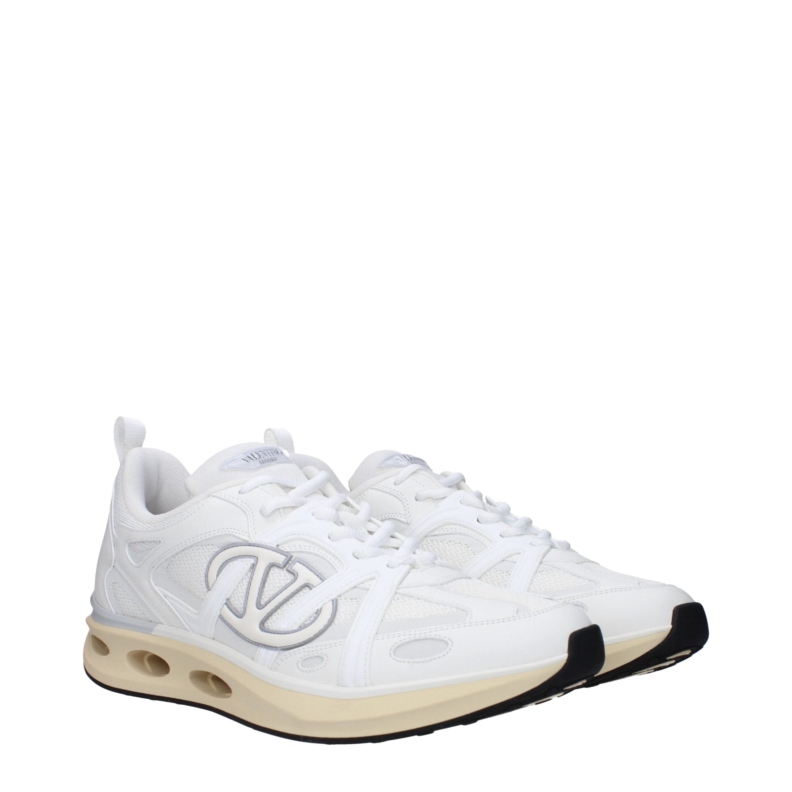 White Fabric Athletic Sneakers