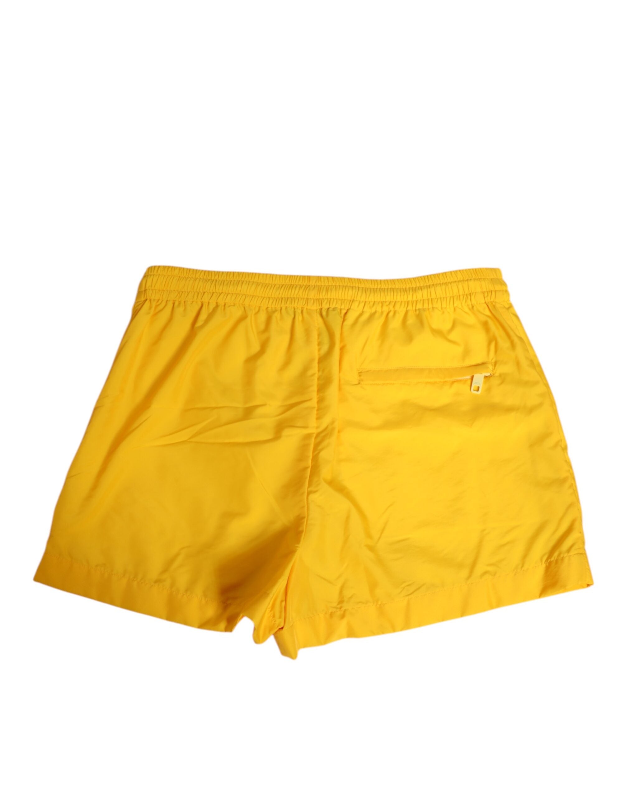 Yellow Nylon Logo Plaque Boxer Shorts Swimwear