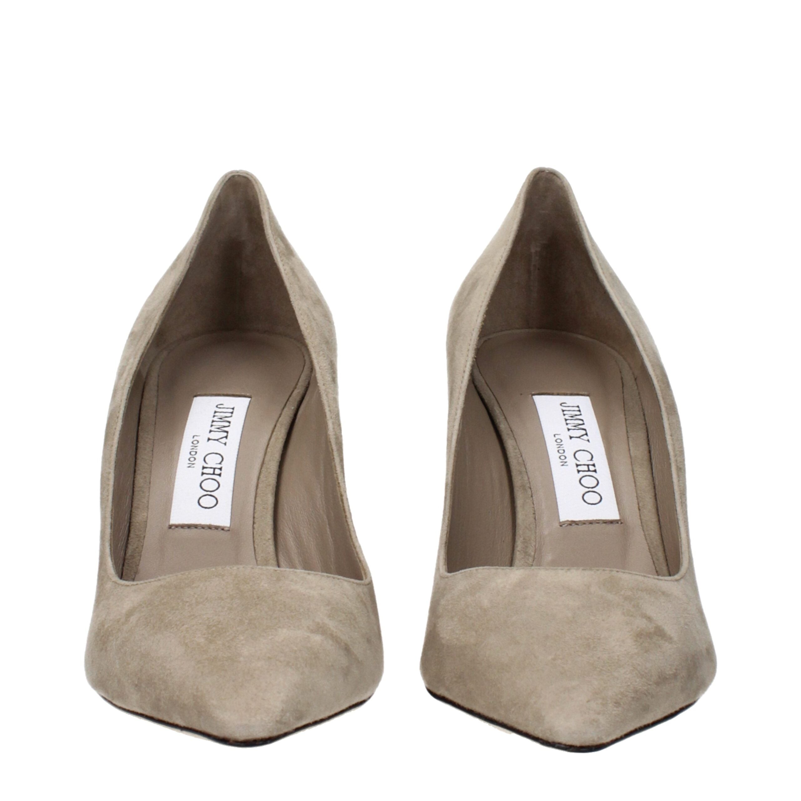 Gray Leather High Heel Pumps