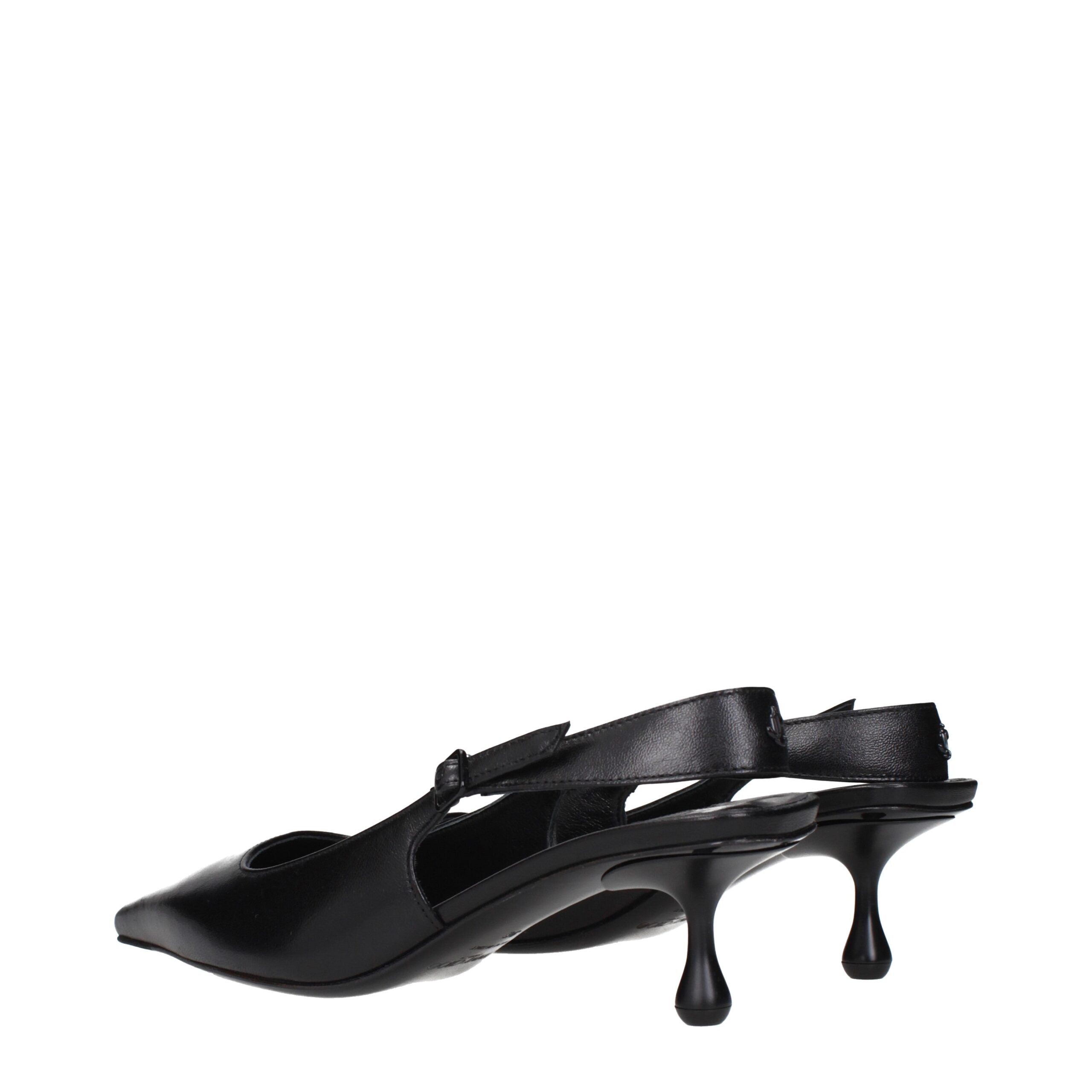 Black Leather Flat Sandals