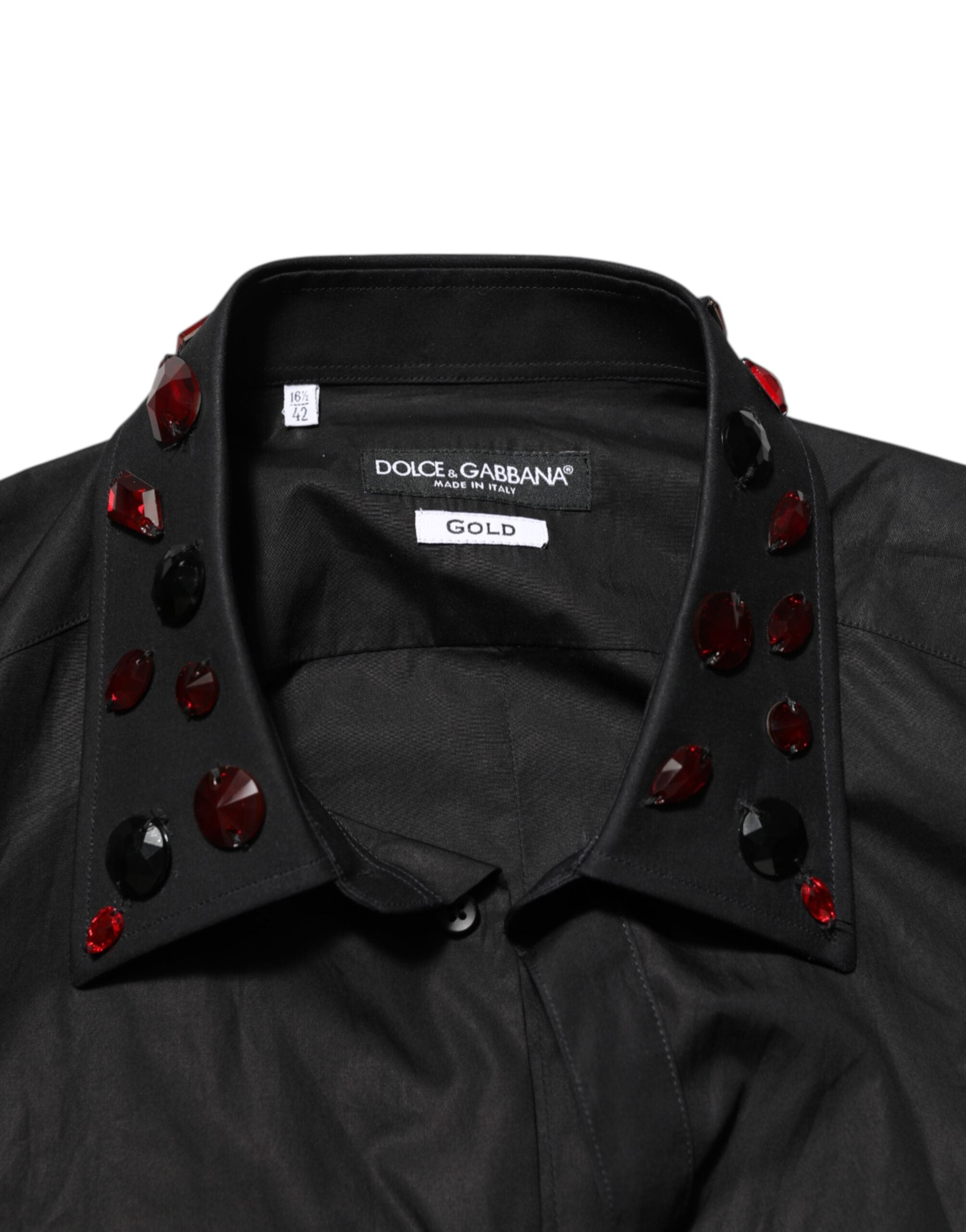 Black Cotton Embellished Collar Men’s Shirt