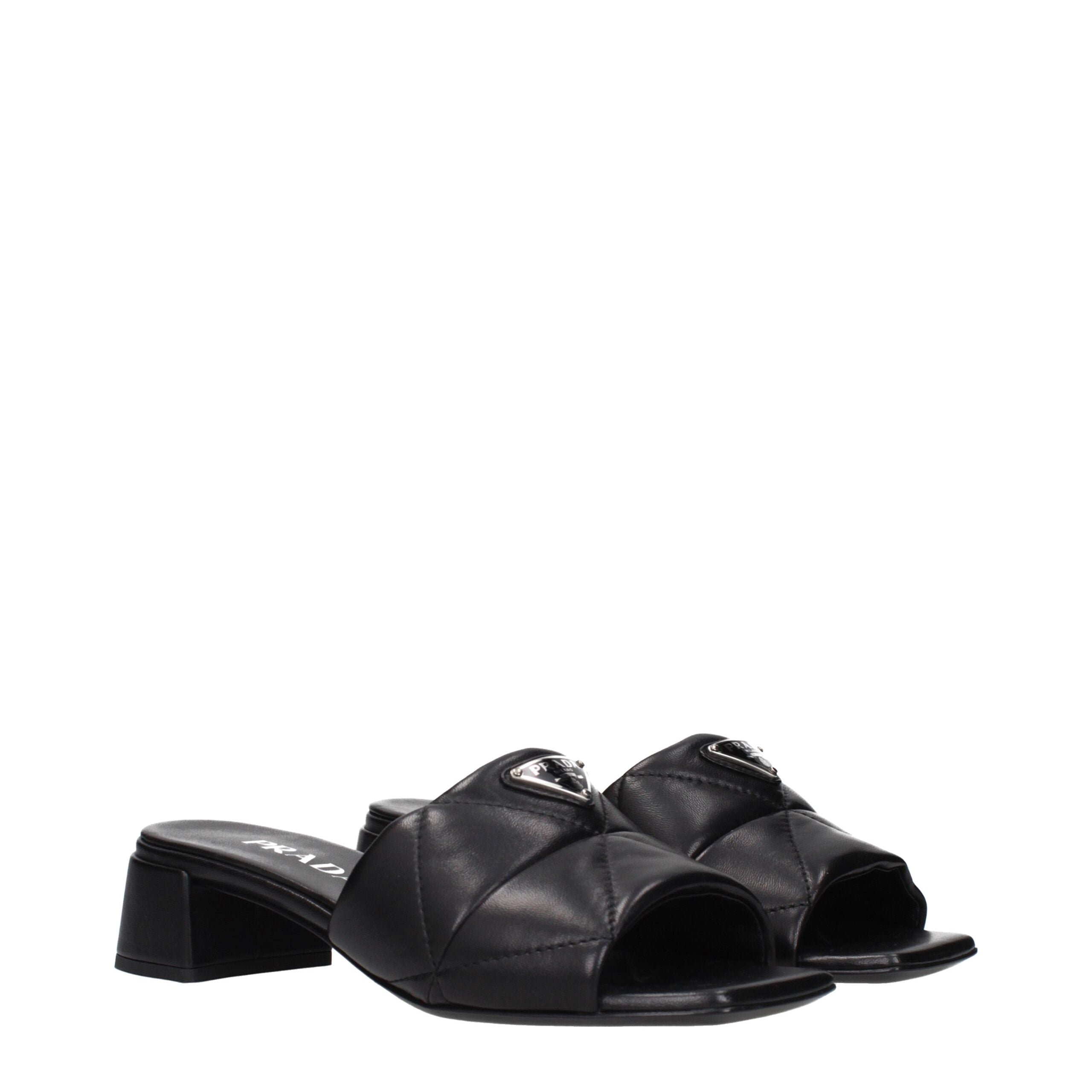 Black Leather Flat Sandals