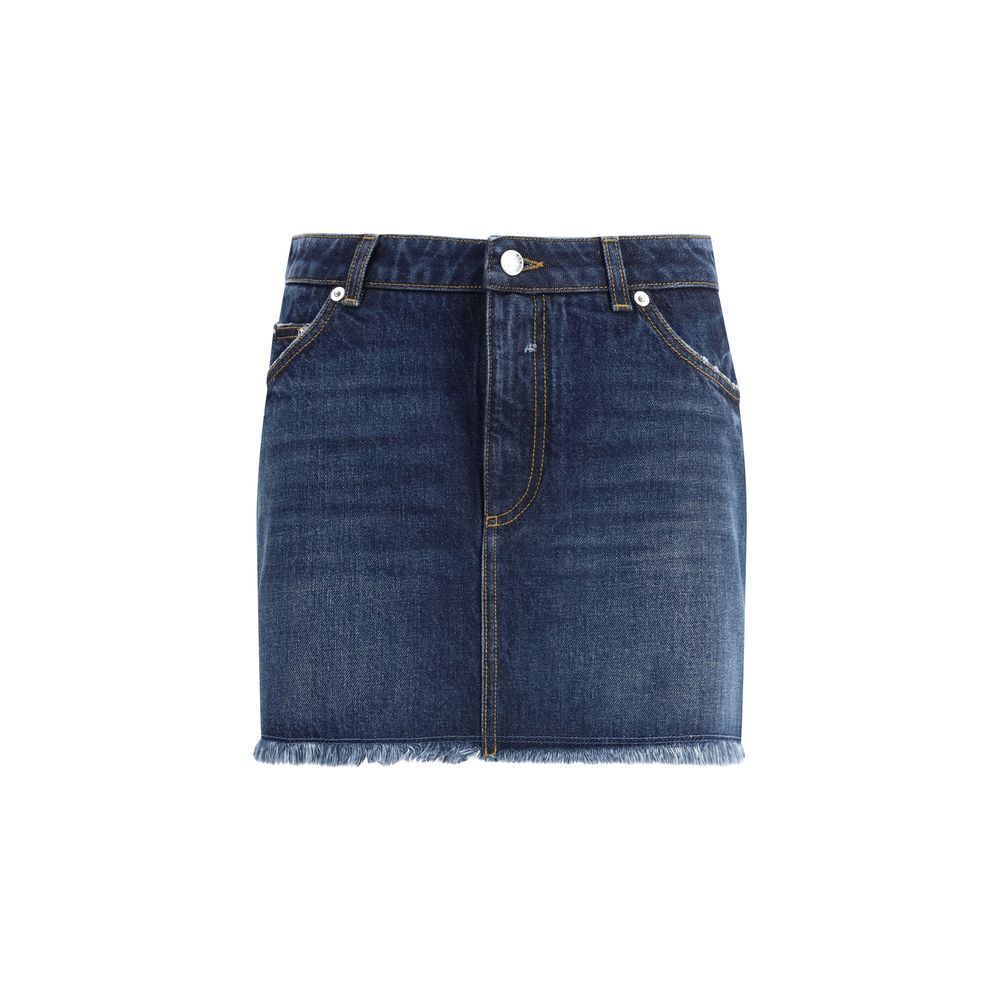 Blue Cotton Mini Skirt