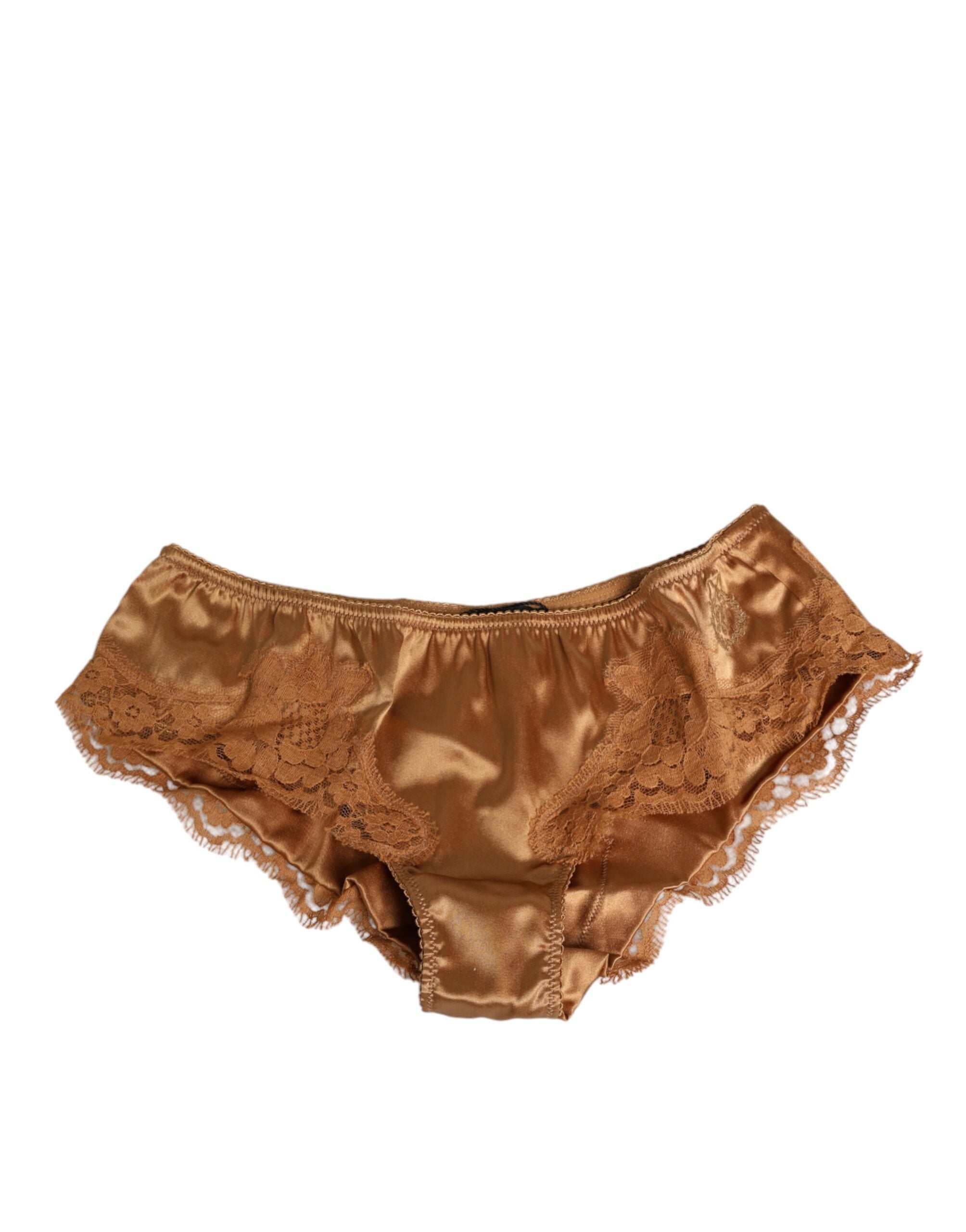 Brown Lace Silk Satin Slip Panties Underwear