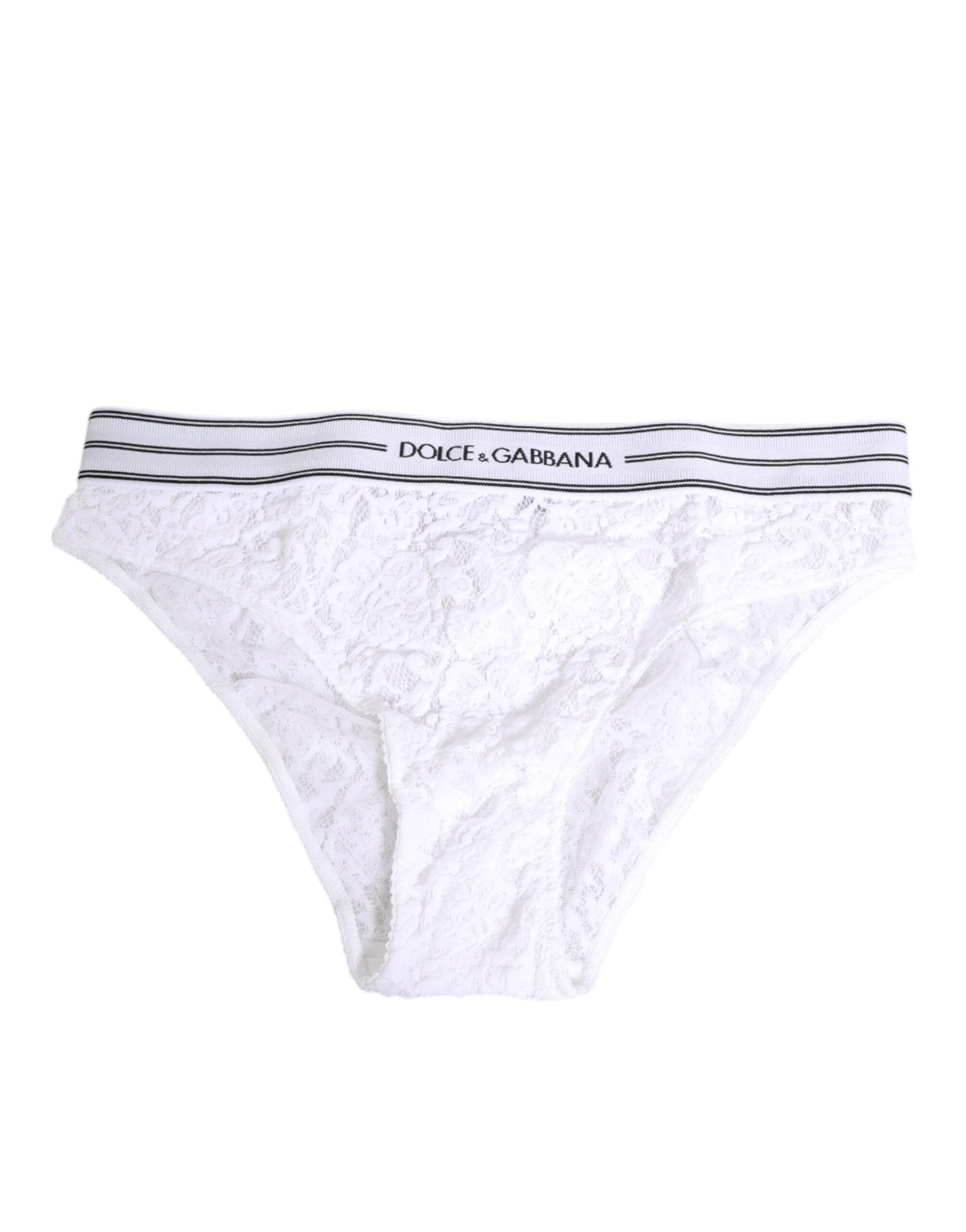 White Lace Slip Brief Logo Waistband Underwear