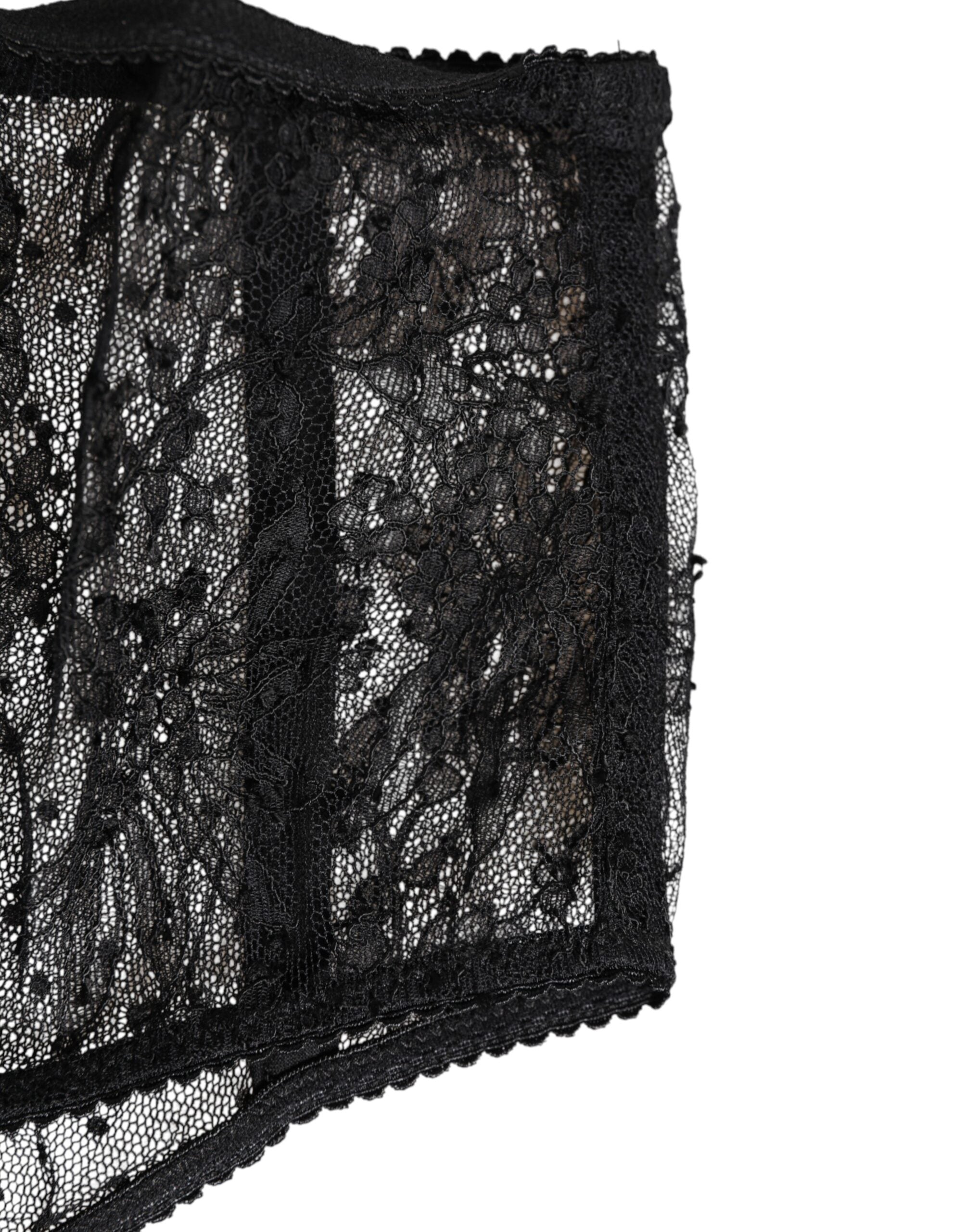 Black Lace Polka Dot Mesh High Waist Underwear