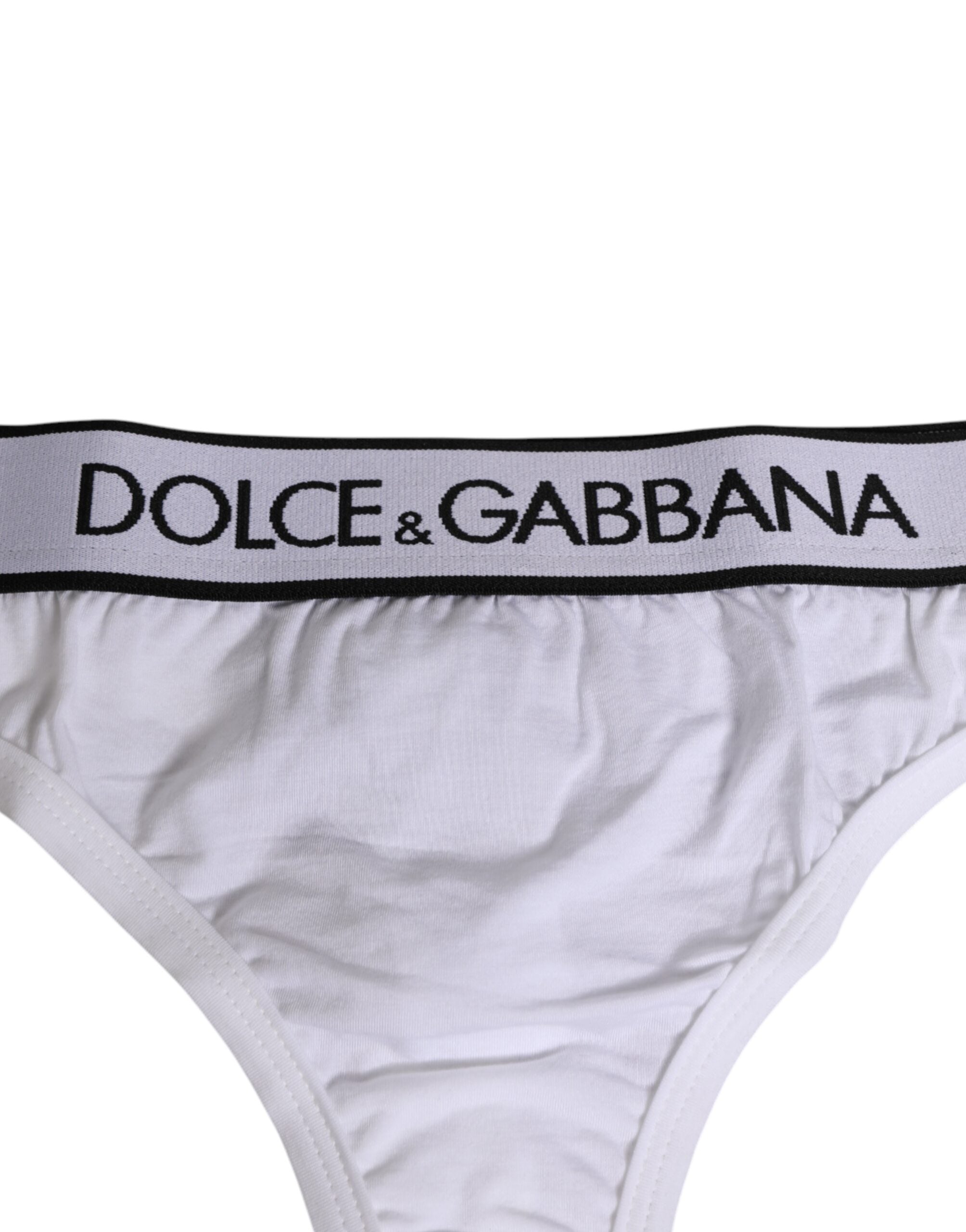 White Logo Waistband Modal Cotton Thong Underwear