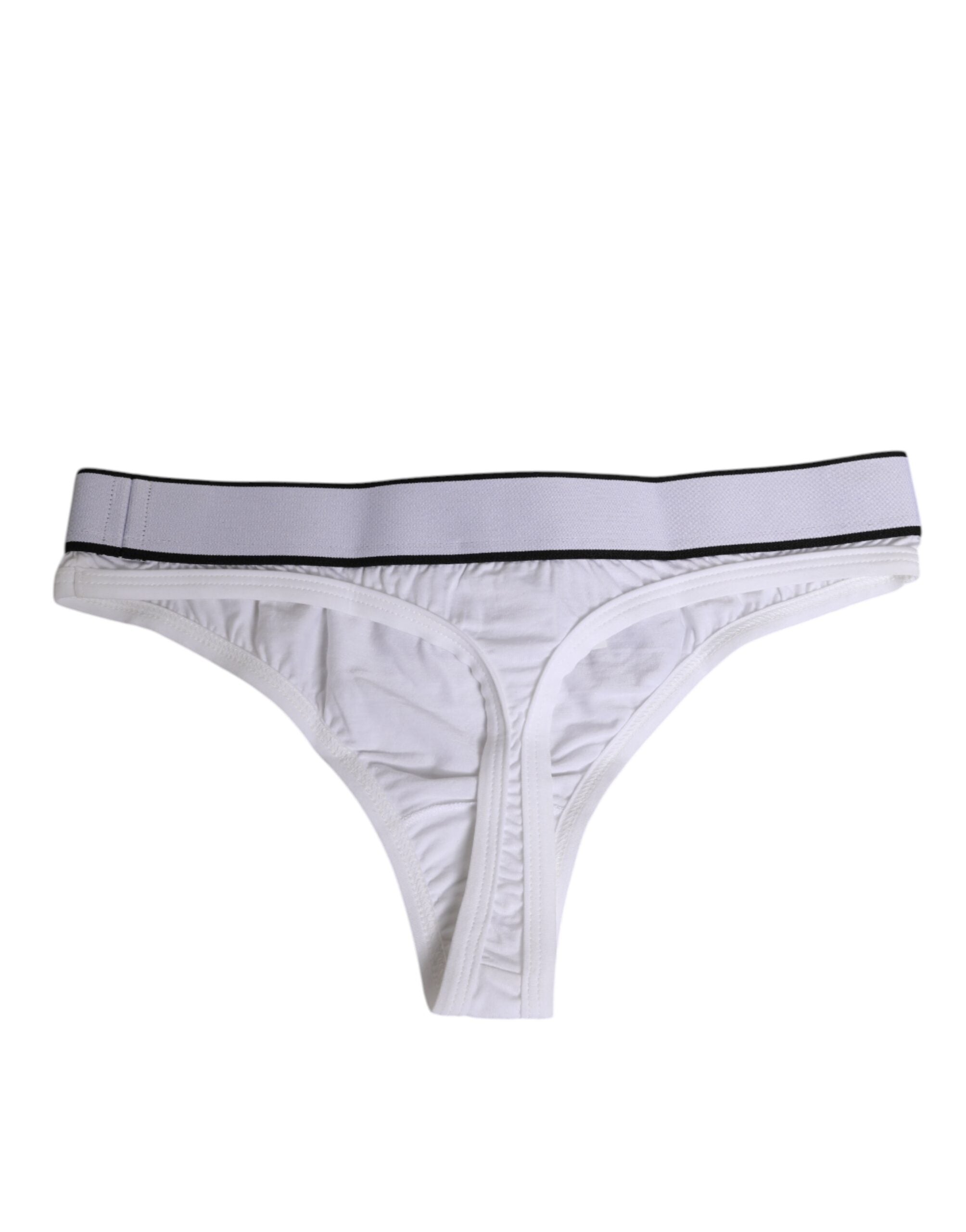 White Logo Waistband Modal Cotton Thong Underwear