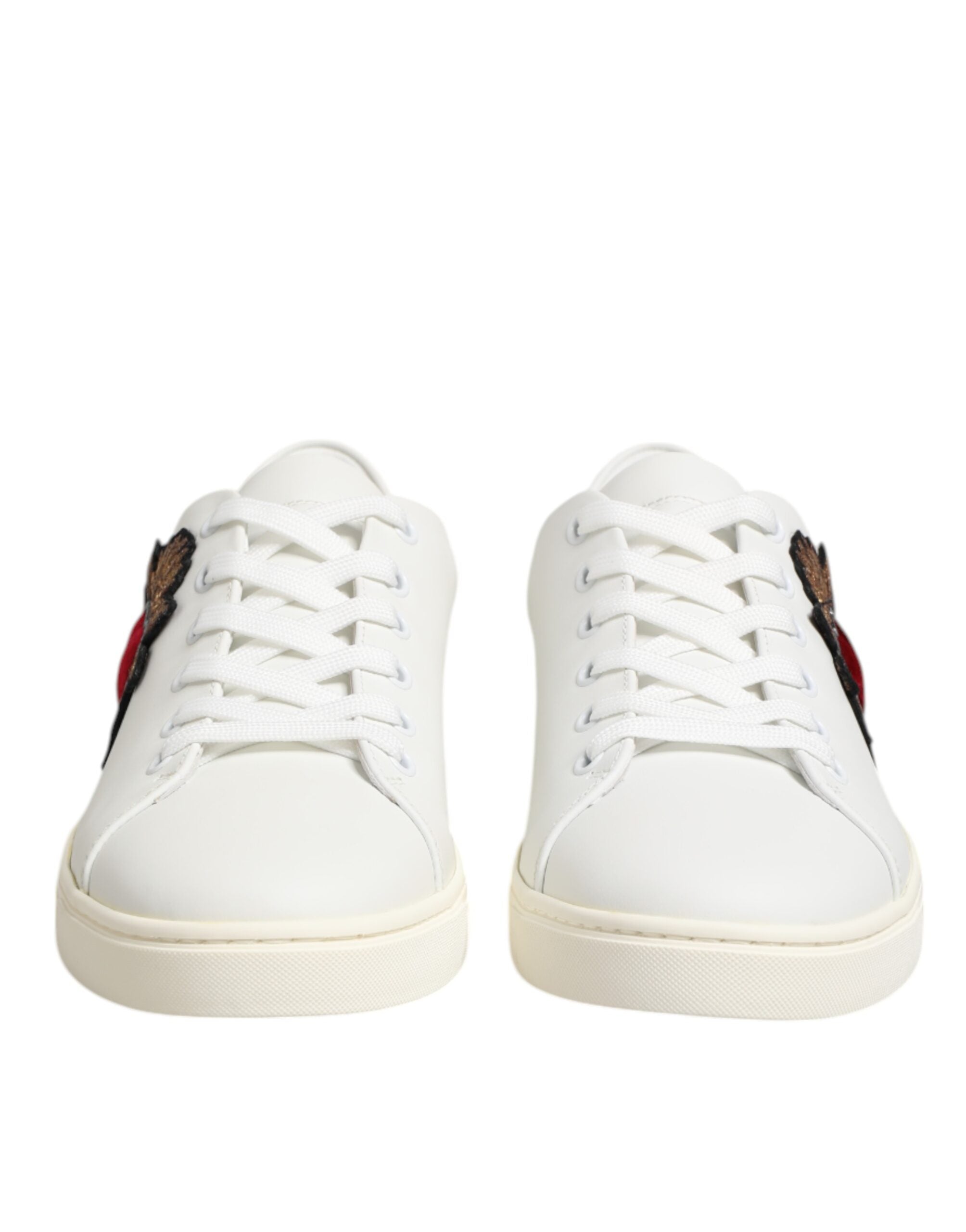 White Leather Sacre Heart Patch Sneakers Shoes