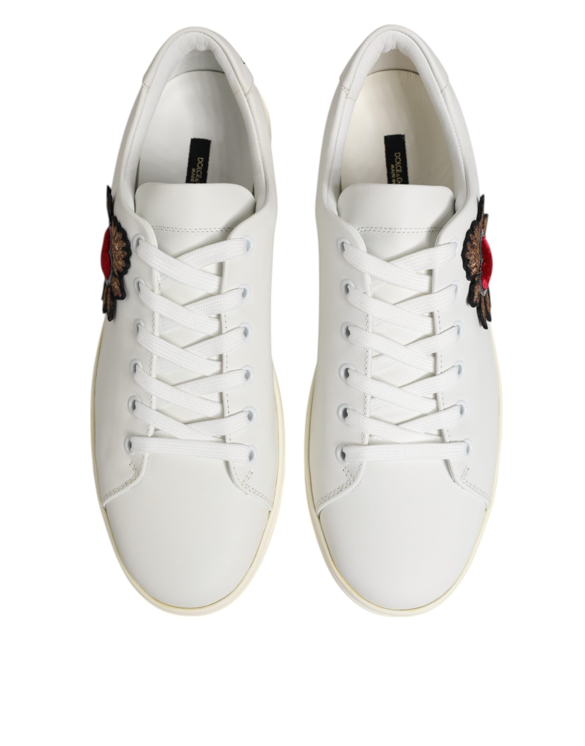 White Leather Sacre Heart Patch Sneakers Shoes