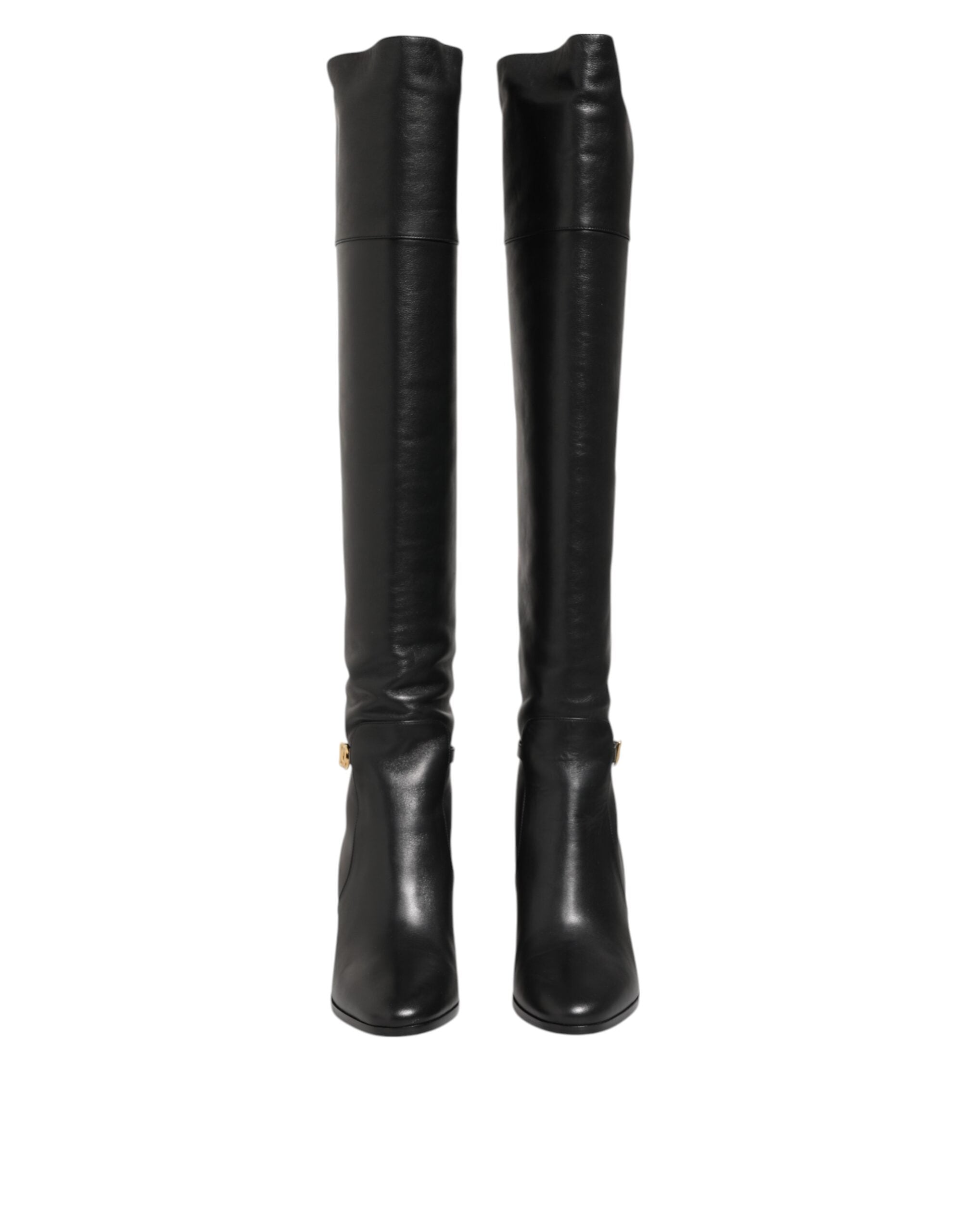 Black Leather Over-The-Knee DG Boots Shoes
