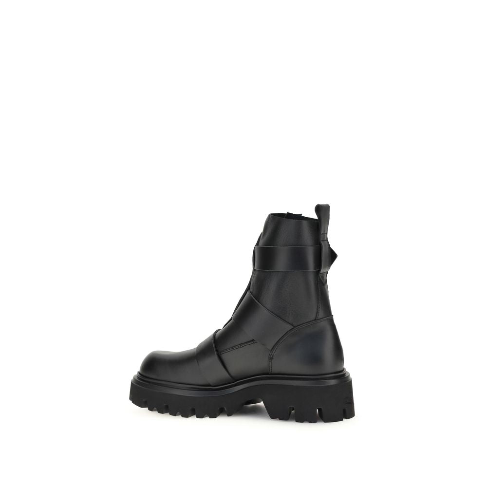 Black Calf Leather Bos Taurus Ankle Boots