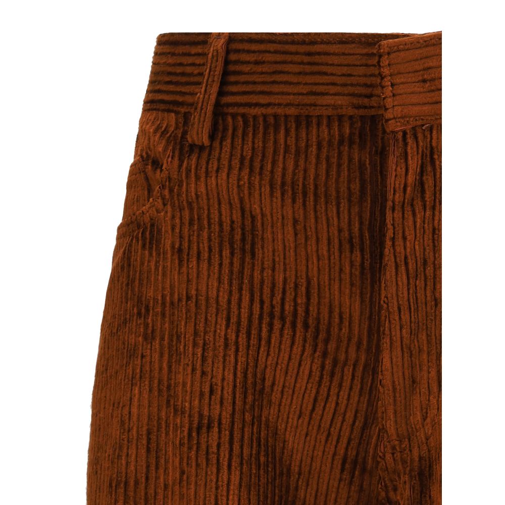 Brown Cotton Casual Pants