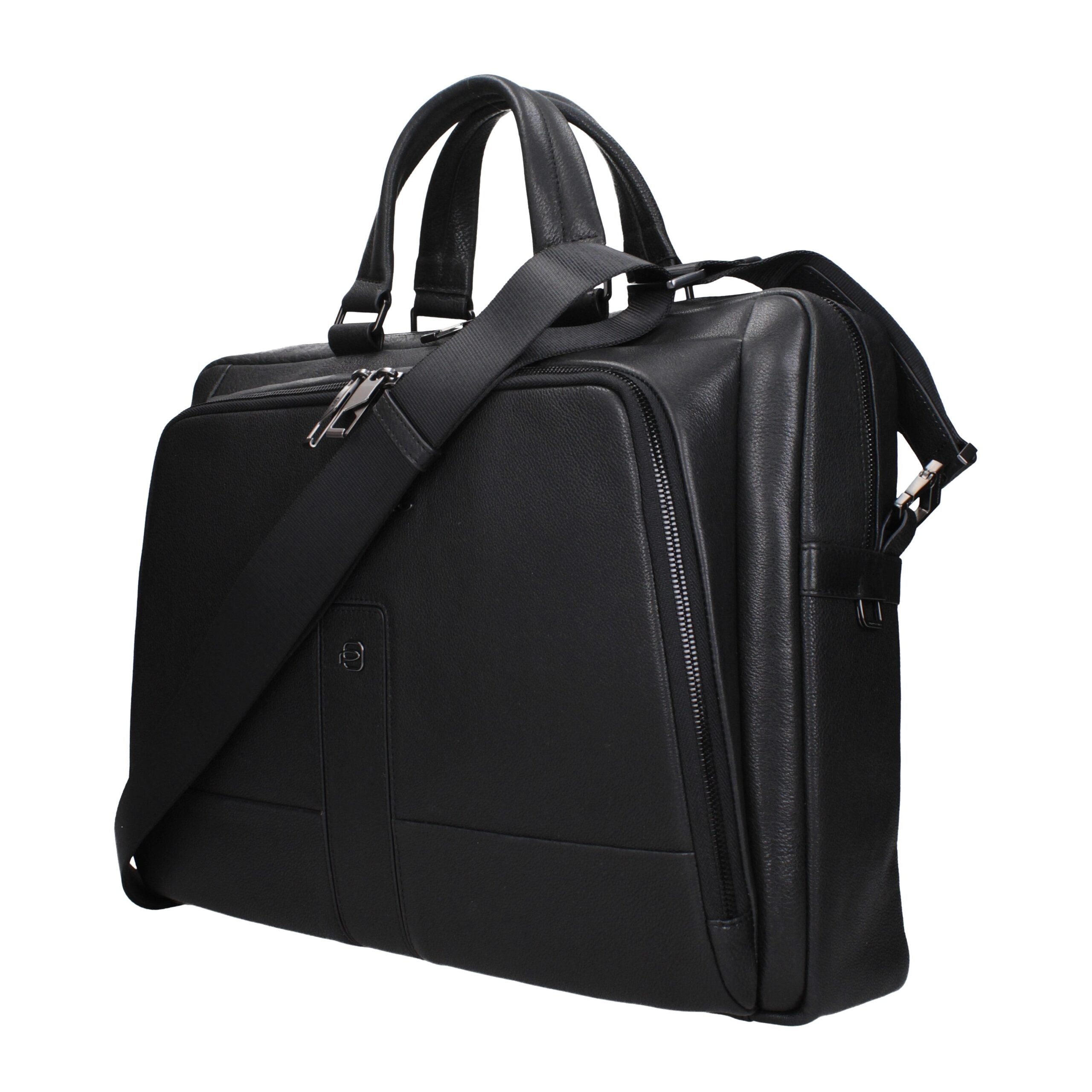 Black Leather Business And Laptop Bag